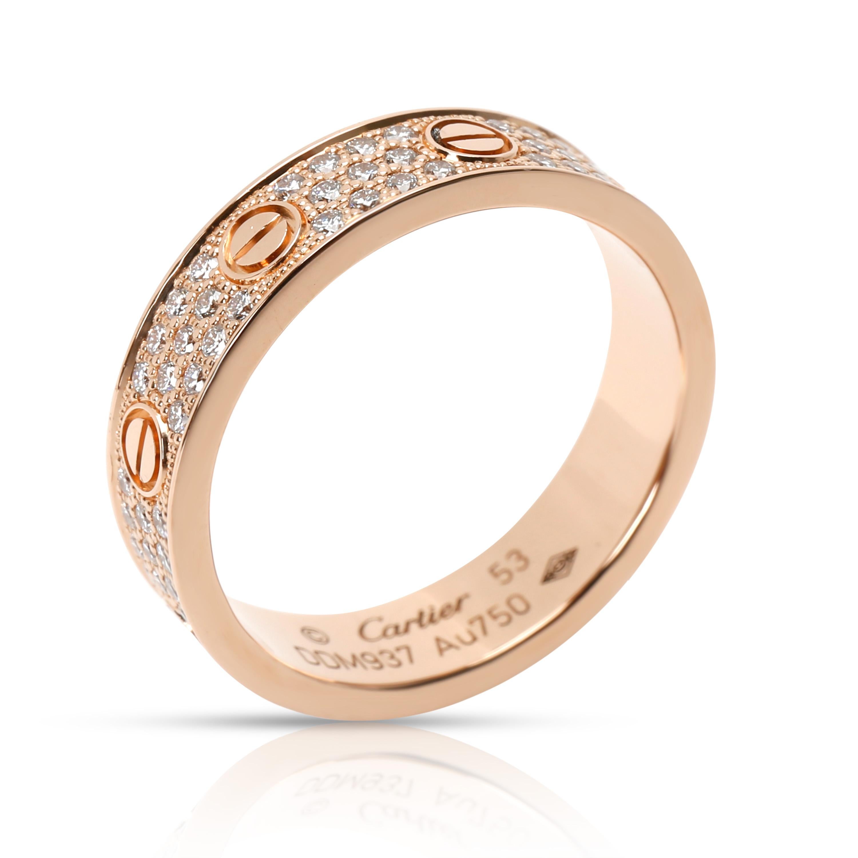 Cartier, alliance Love en or rose 18 carats pavé de diamants Excellent état à New York, NY