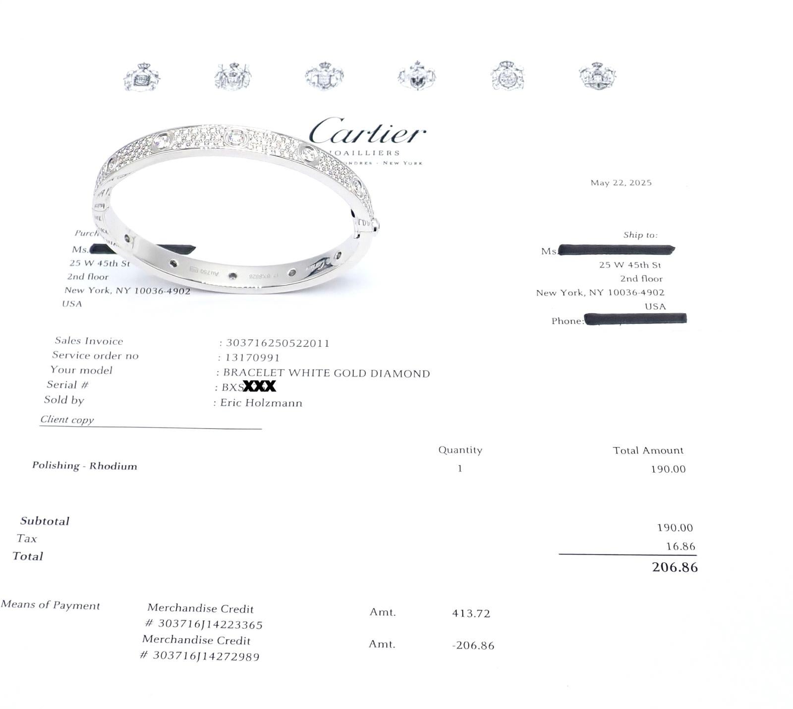 Cartier Love Diamond Pave White Gold Bangle Bracelet Size 17 In Excellent Condition For Sale In Holland, PA