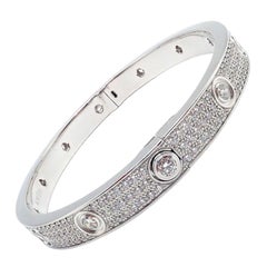 Cartier Bracelet jonc Love en or blanc pavé de diamants, taille 18