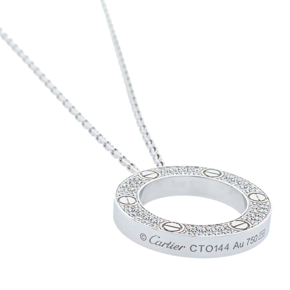 Contemporary Cartier Love Diamond - Paved 18K White Gold Necklace