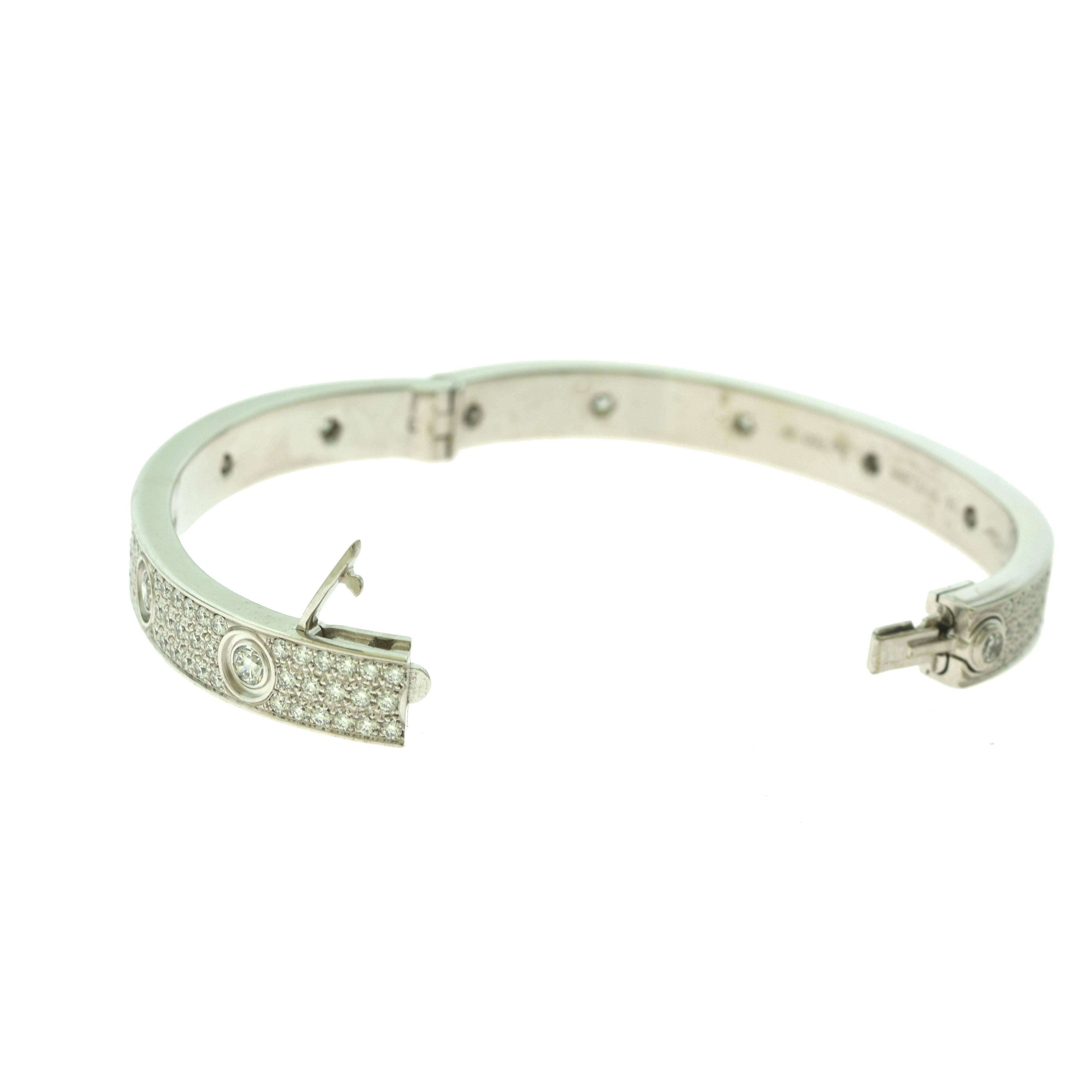 cartier white gold bangle with diamonds