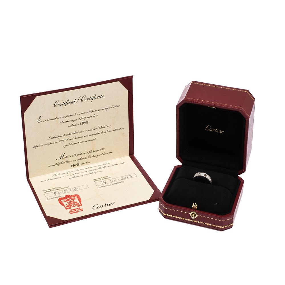 Cartier Love Diamond Paved 18k White Gold Wedding Band Ring Size 50 1