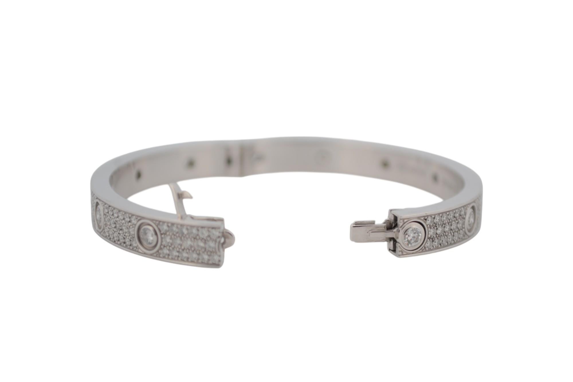 Cartier LOVE Diamond Paved Bracelet 18K White Gold 2