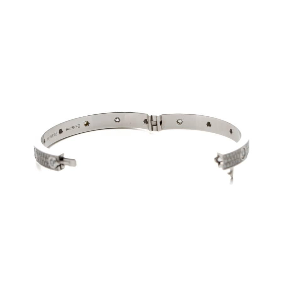Brilliant Cut Cartier LOVE Diamond Paved Bracelet 18K White Gold_94336