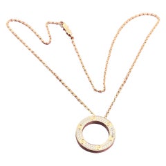 Cartier Love Diamond Paved Necklace 18 Karat Yellow Gold Coa and Boxes