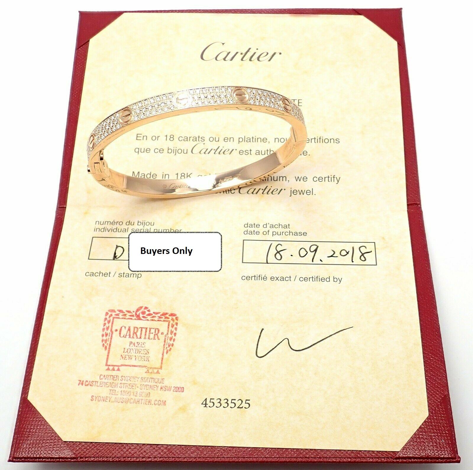 Cartier Love Diamond Paved Rose Gold Bangle Bracelet 3