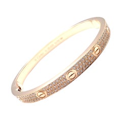 Cartier Love Diamant gepflastert Rose Gold Armreif Armband