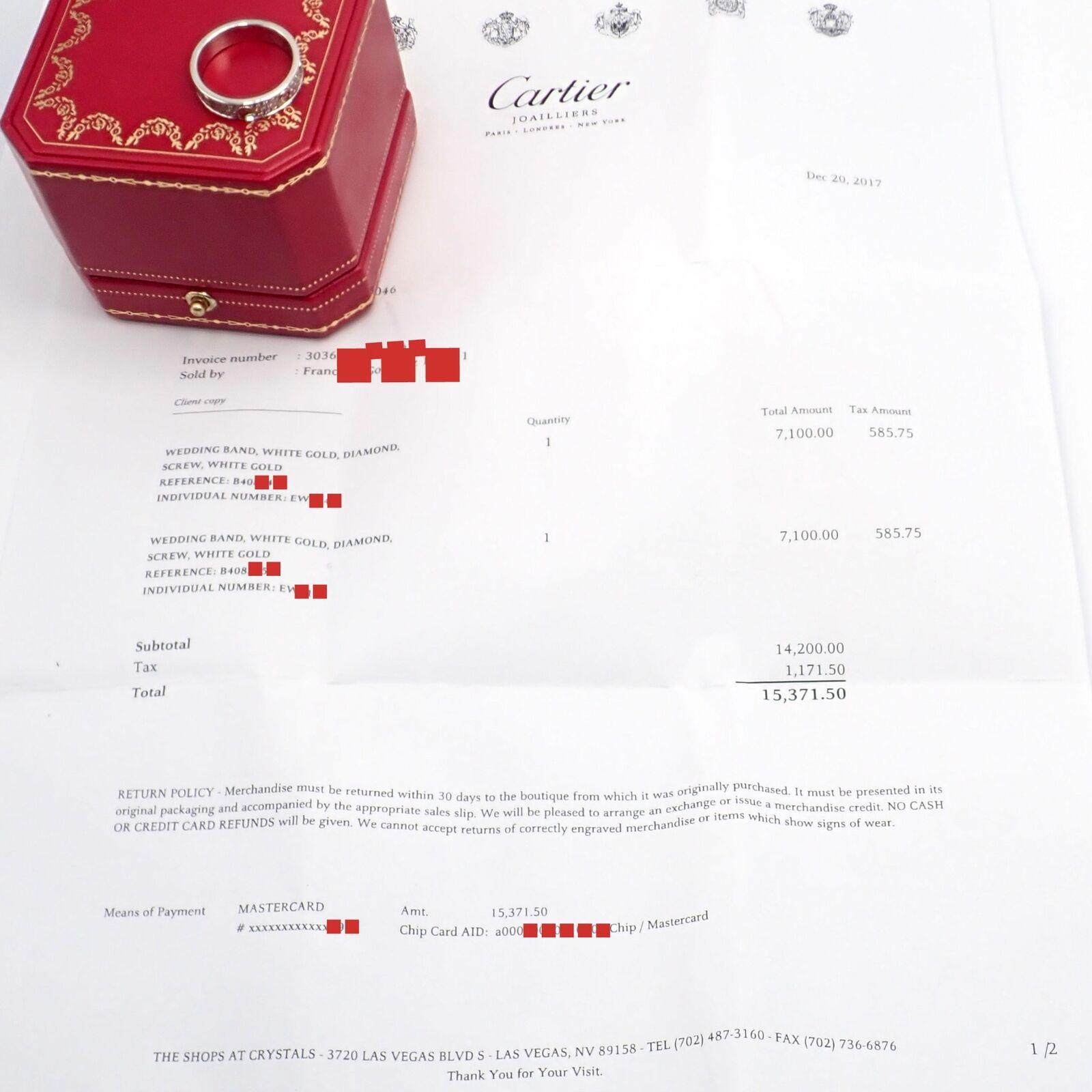 Brilliant Cut Cartier Love Diamond Paved White Gold Band Ring
