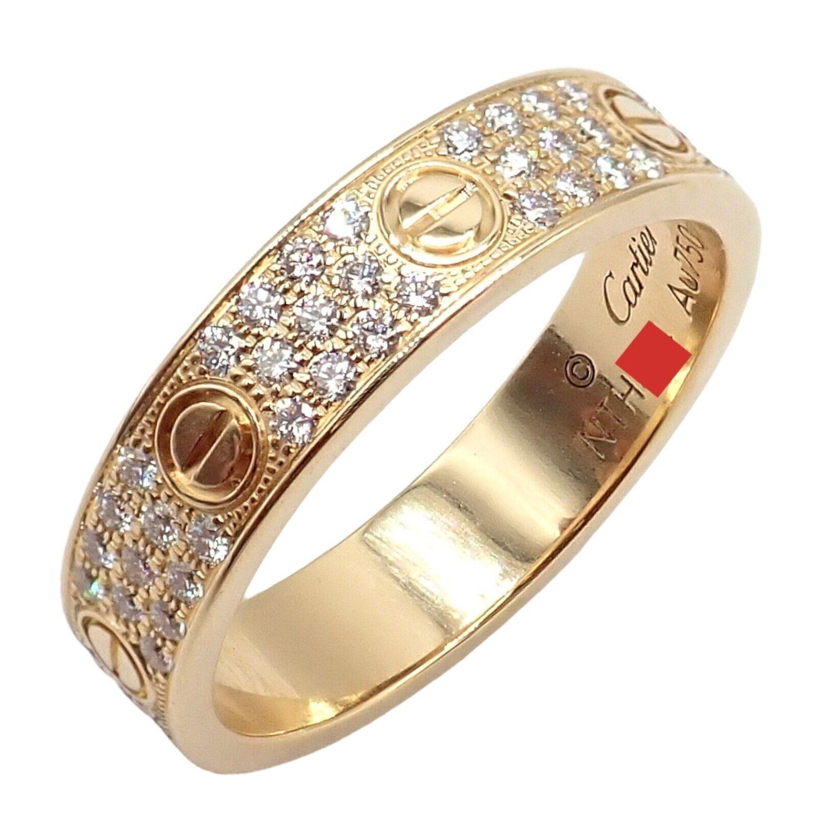 Cartier Love Diamond Paved Yellow Gold Band Ring 4