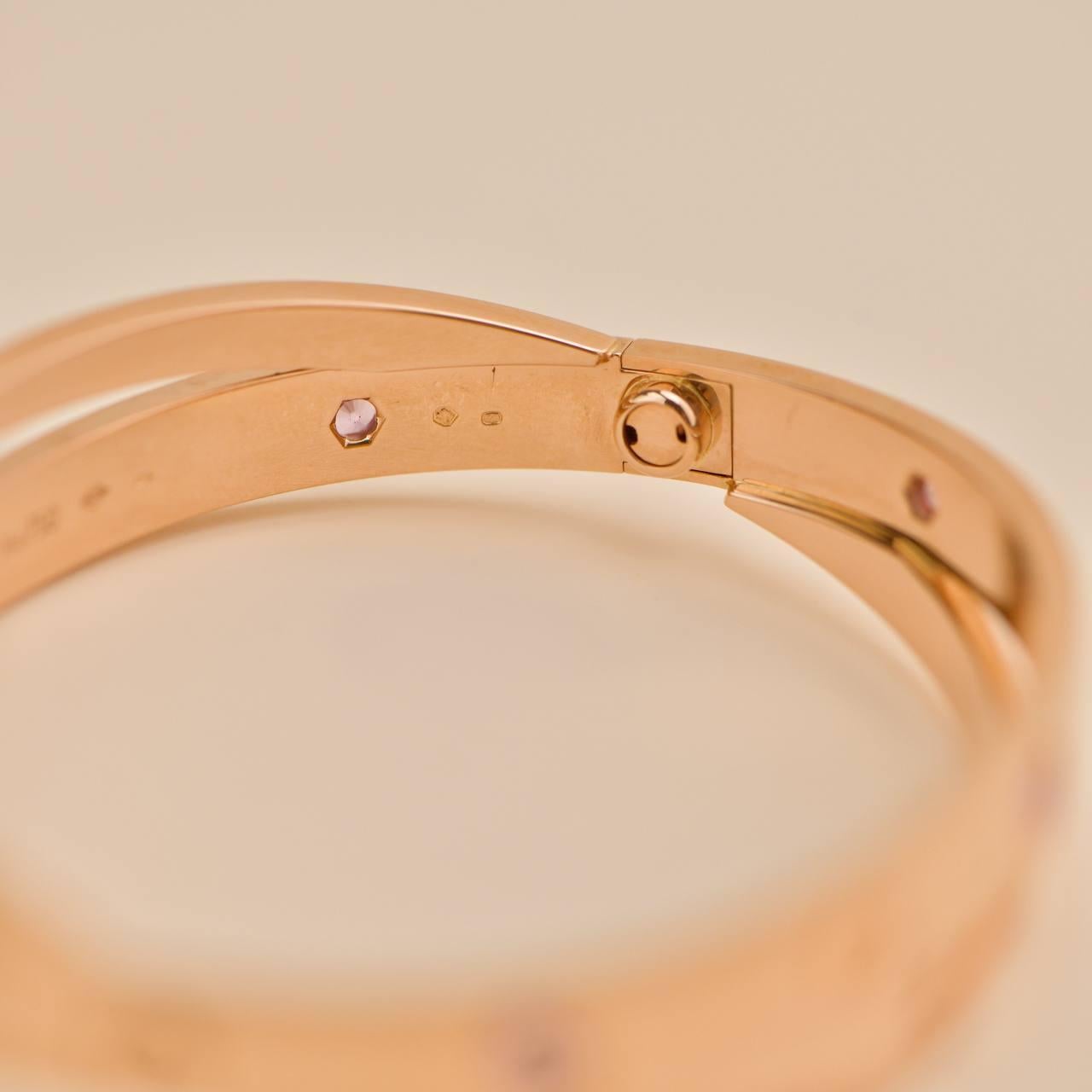 Cartier Love Diamante Zafiro Rosa Oro Rosa 18K Pulsera Doble Talla 17 en venta 3