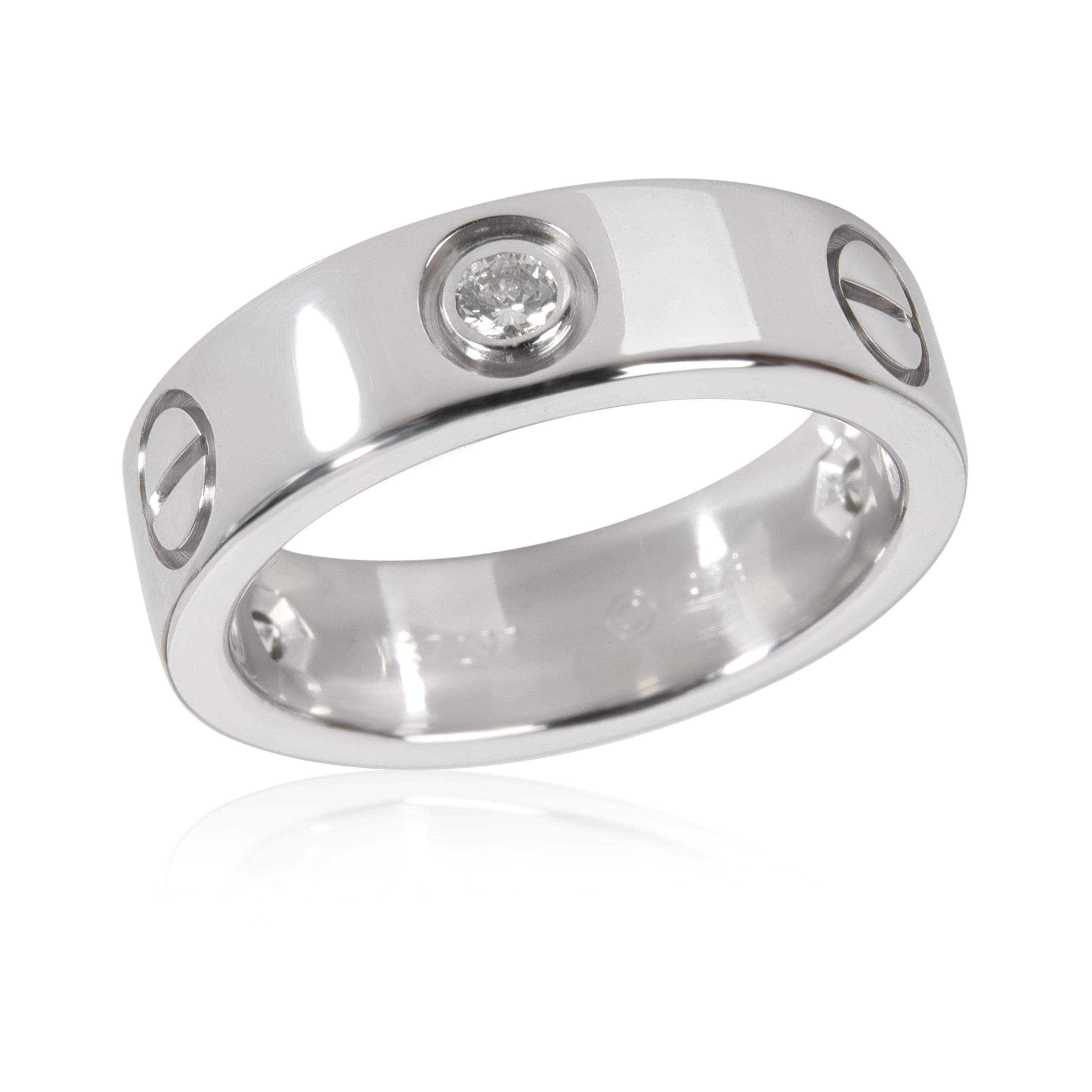 Women's or Men's Cartier Love Diamond Ring in 18K White Gold 0.22 CTW