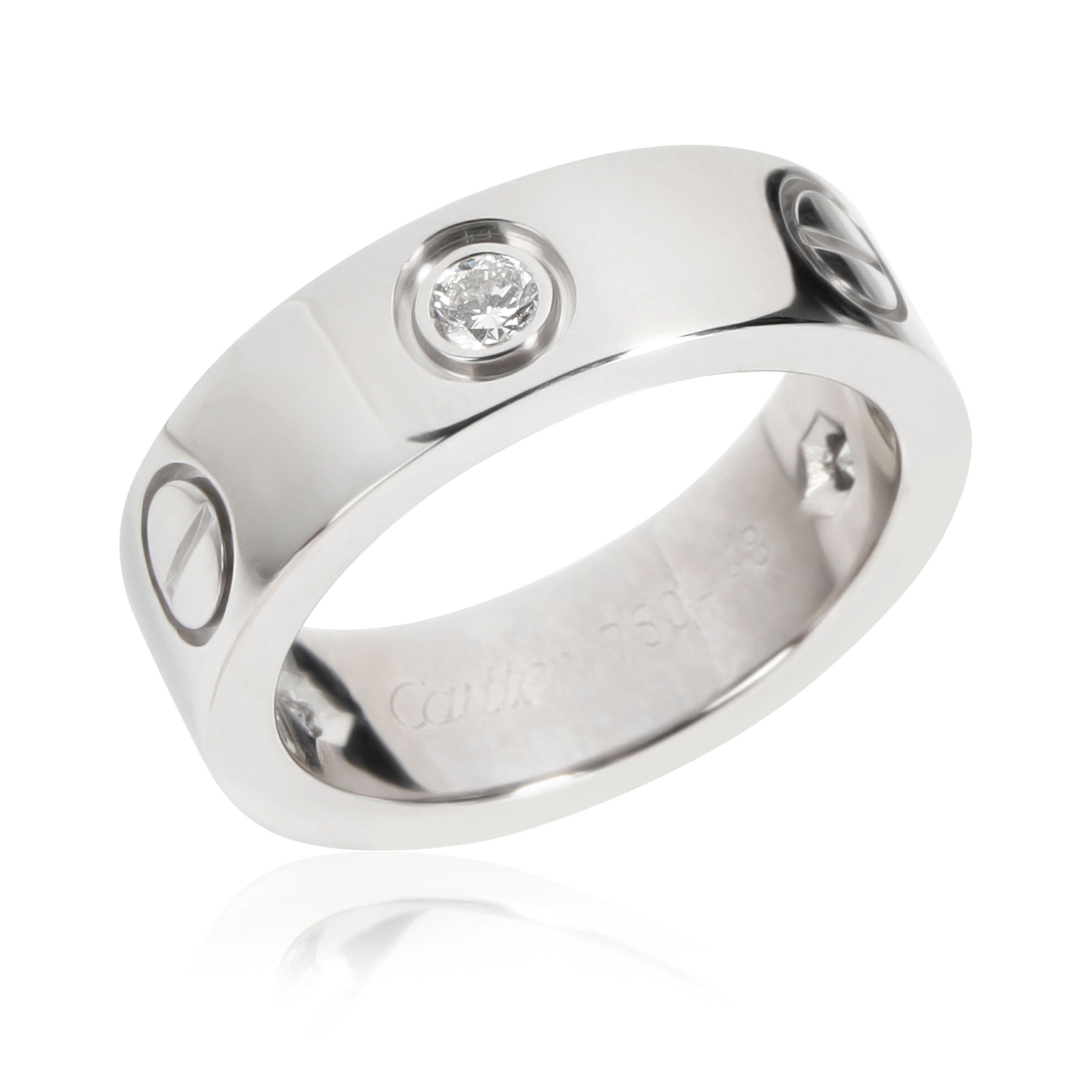 Women's or Men's Cartier Love Diamond Ring in 18k White Gold 0.22 CTW For Sale