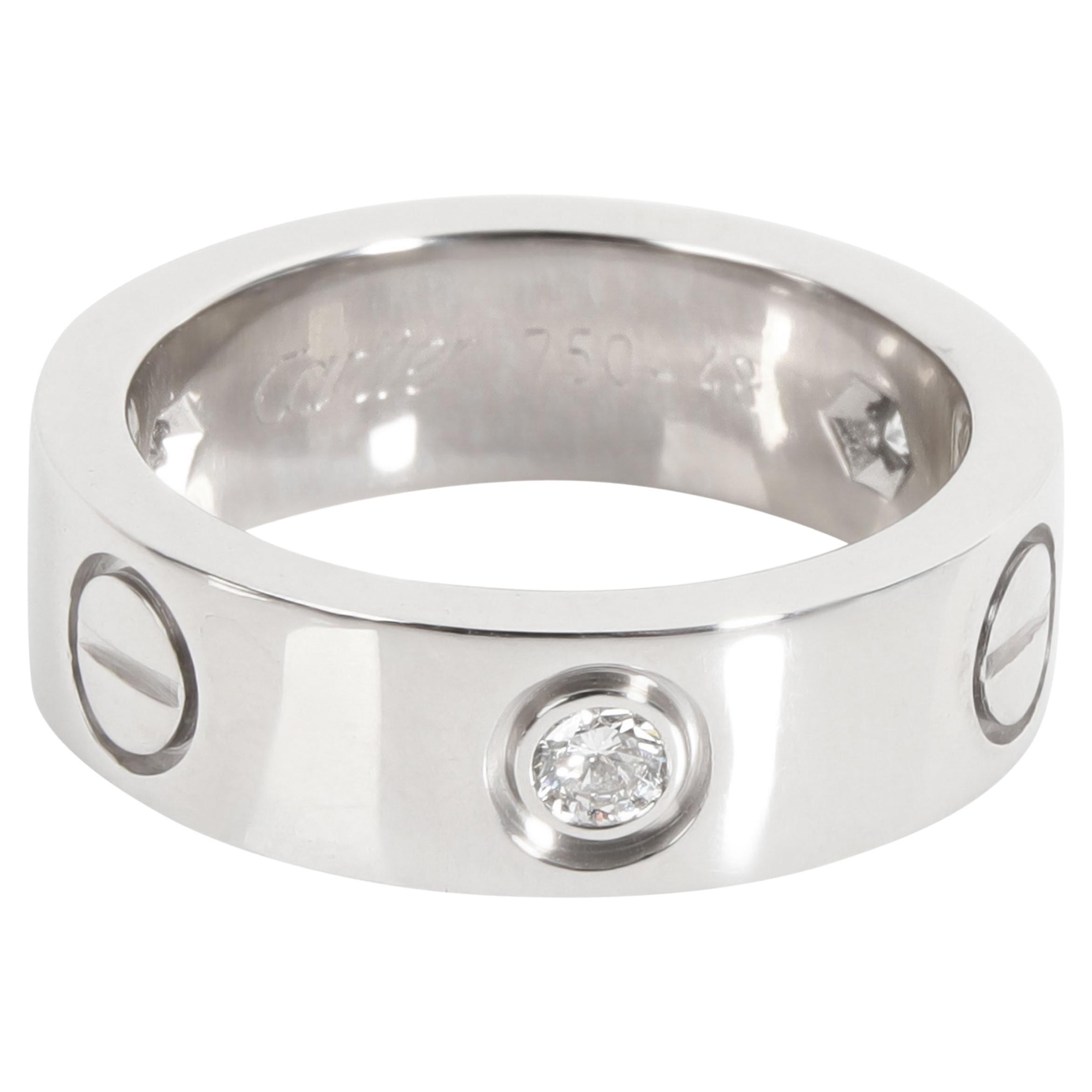 Cartier Love Diamond Ring in 18k White Gold 0.22 CTW For Sale