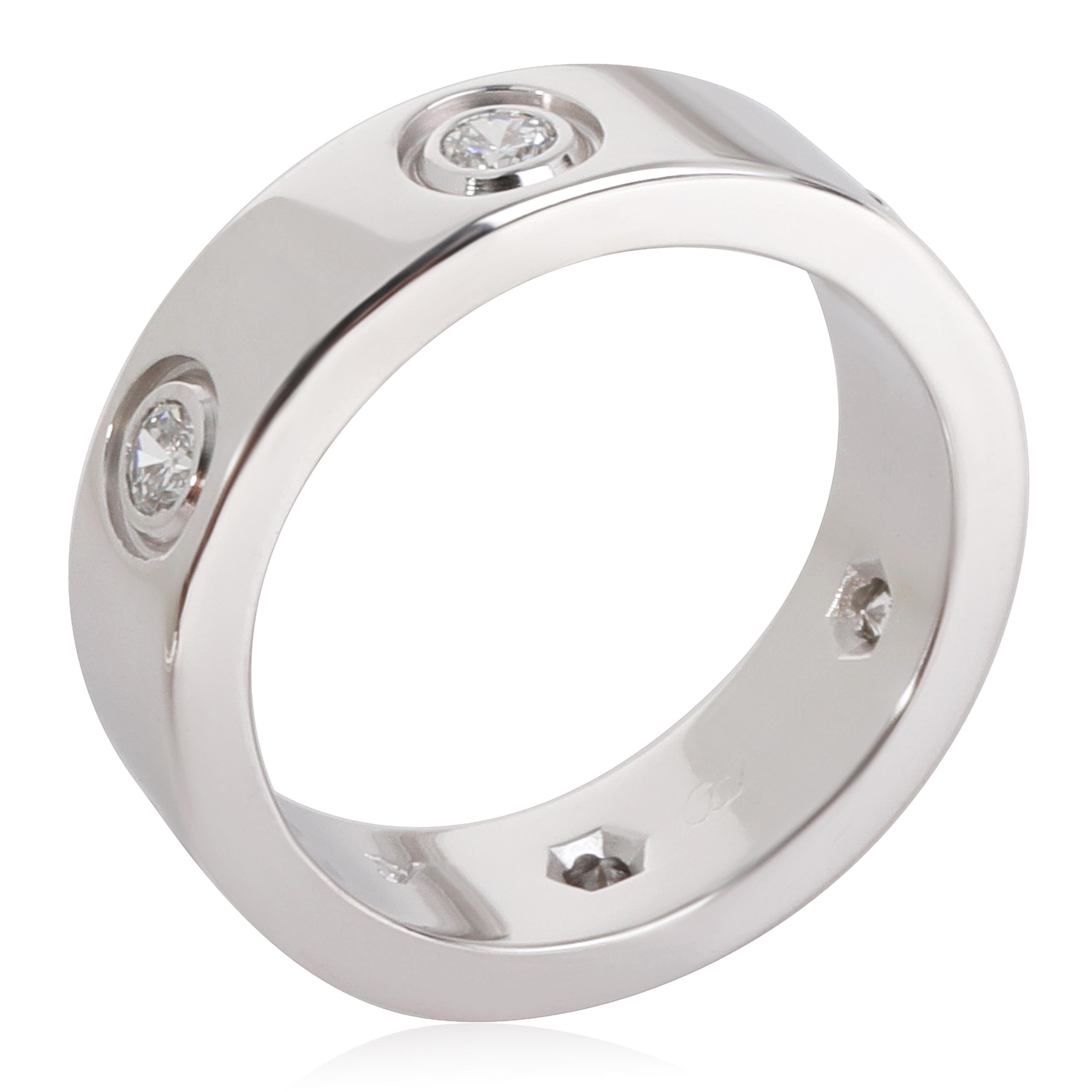 Cartier Love Diamond  Ring in 18k White Gold 0.46 CTW

PRIMARY DETAILS
SKU: 118862
Listing Title: Cartier Love Diamond  Ring in 18k White Gold 0.46 CTW
Condition Description: Retails for 6000 USD. In excellent condition and recently polished. Ring