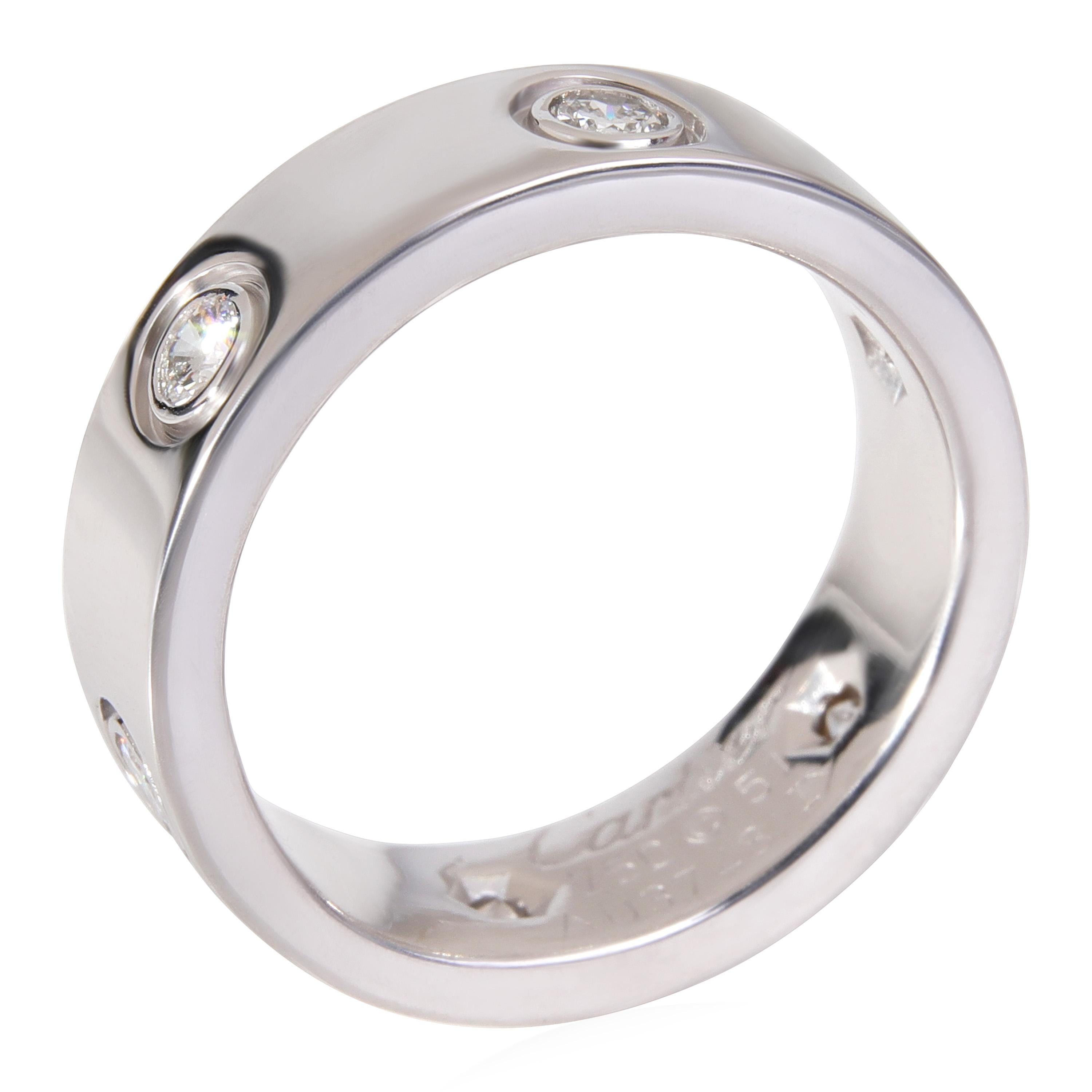 Cartier Love Diamond Ring in 18k White Gold 0.46 CTW

PRIMARY DETAILS
SKU: 120235
Listing Title: Cartier Love Diamond Ring in 18k White Gold 0.46 CTW
Condition Description: Retails for 5600 USD. In excellent condition and recently polished. Ring