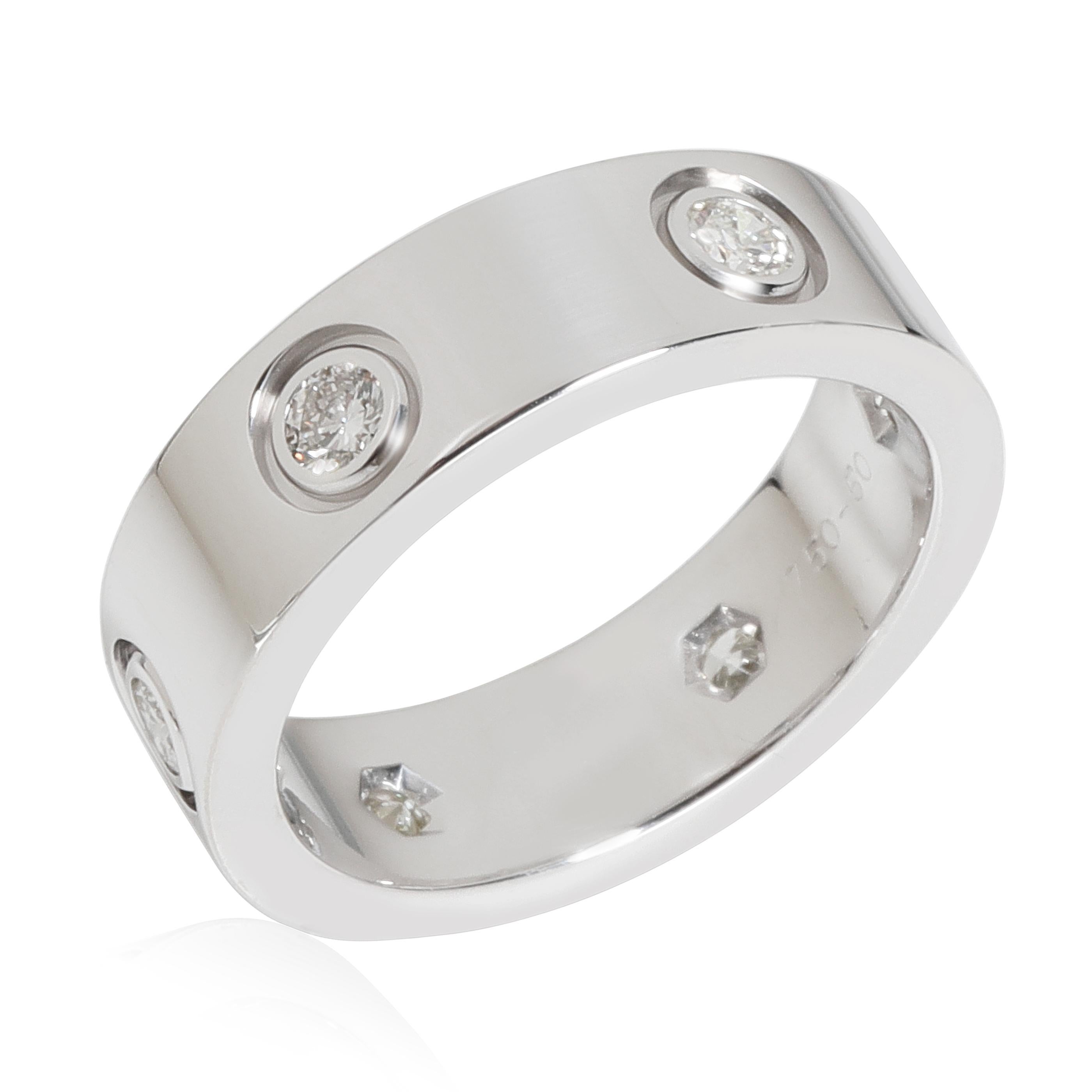 Women's or Men's Cartier Love Diamond Ring in 18k White Gold 0.46 Ctw For Sale