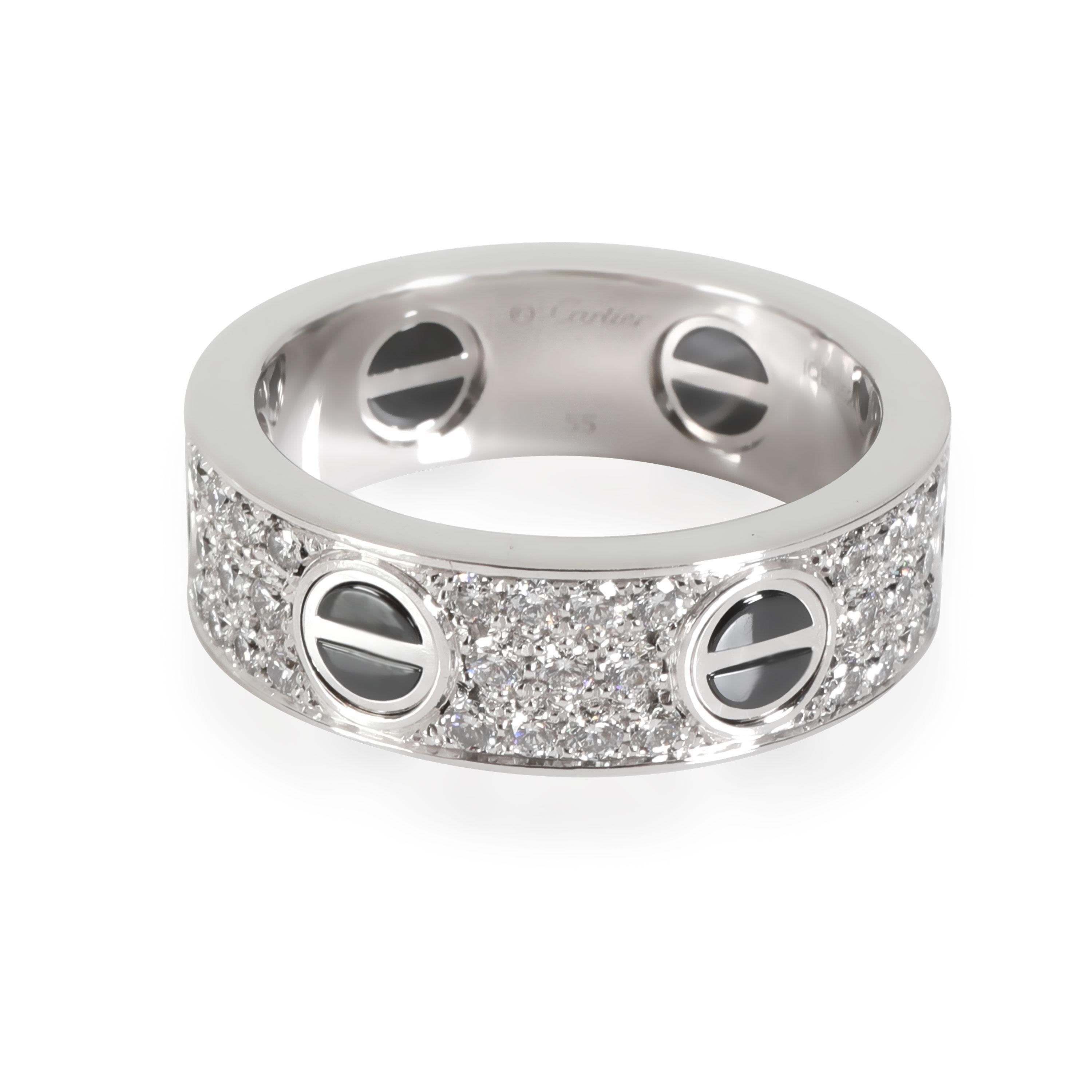 Cartier LOVE Diamond Ring in 18K White Gold/Ceramic 0.74 CTW

PRIMARY DETAILS
SKU: 115416
Listing Title: Cartier LOVE Diamond Ring in 18K White Gold/Ceramic 0.74 CTW
Condition Description: Retails for 10800 USD. In excellent condition and recently
