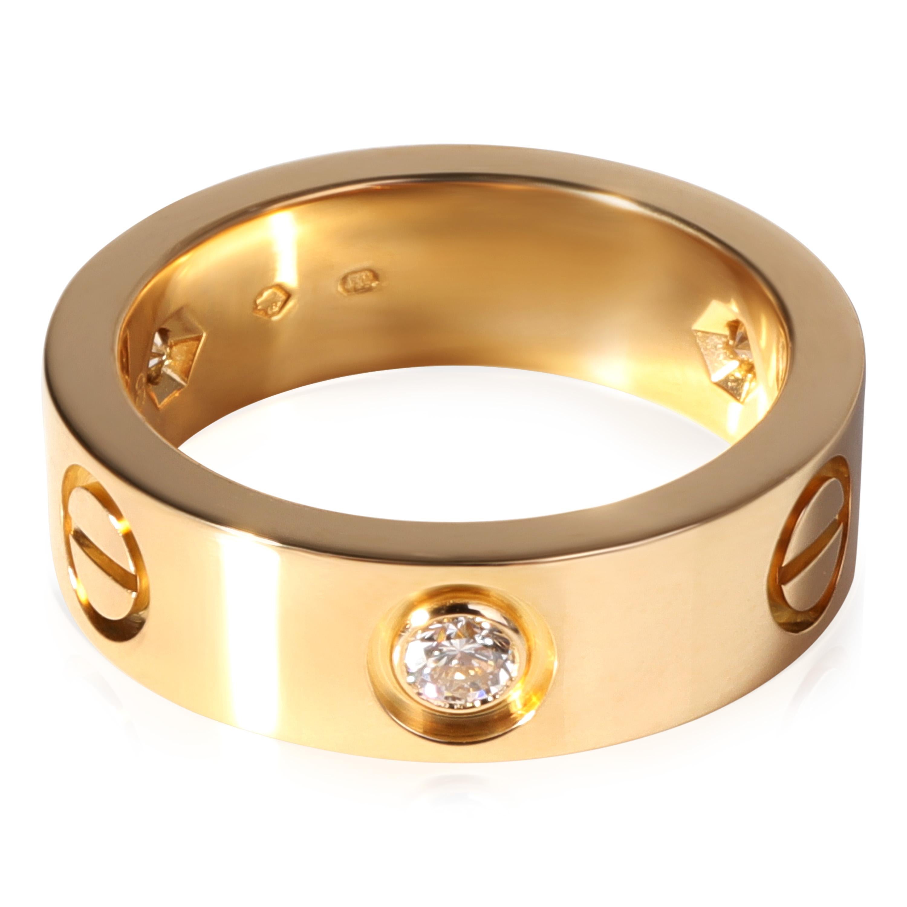 Cartier Love Diamond Ring in 18k Yellow Gold 0.22 CTW

PRIMARY DETAILS
SKU: 119833
Listing Title: Cartier Love Diamond Ring in 18k Yellow Gold 0.22 CTW
Condition Description: Retails for 3,850 USD. In excellent condition and recently polished. The