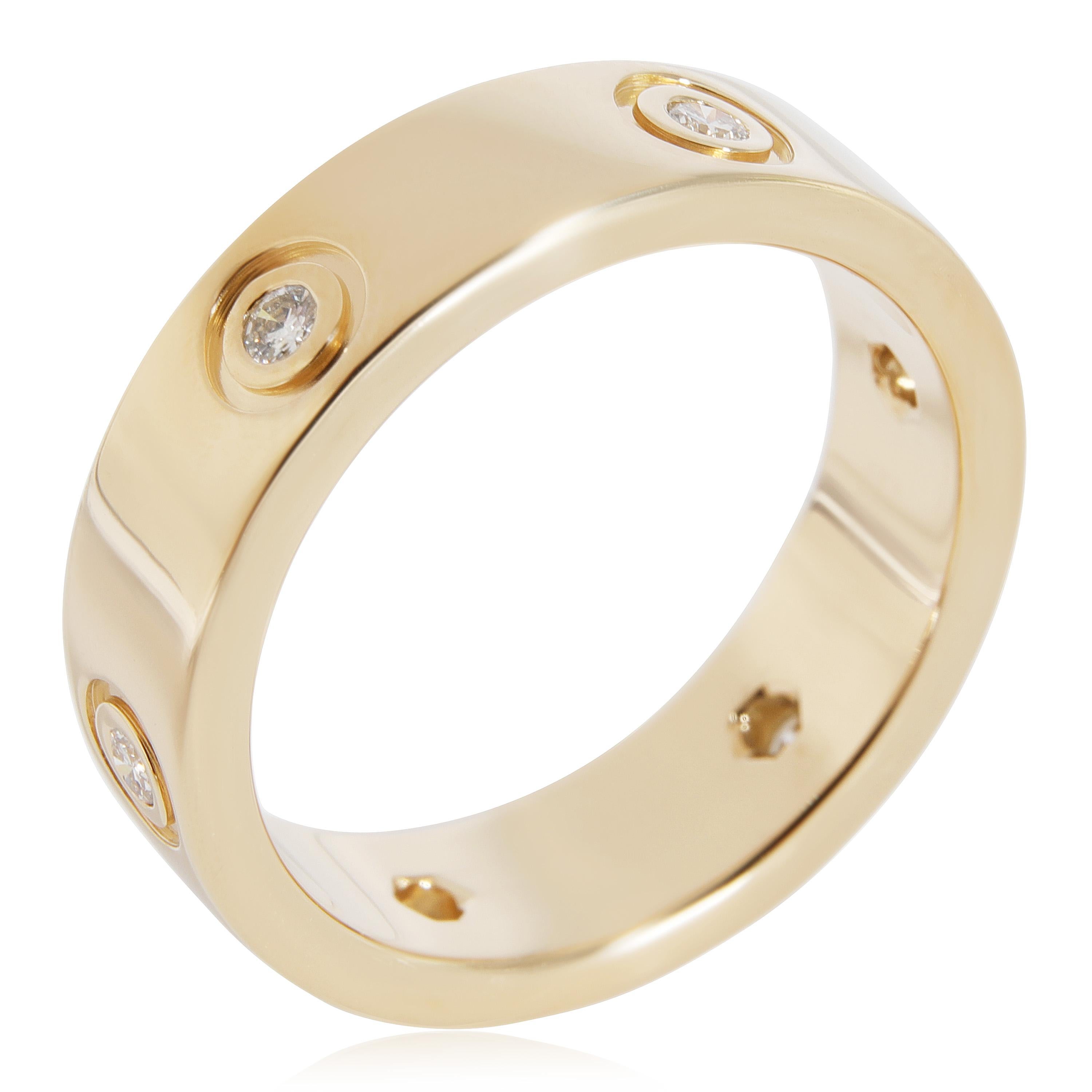 Cartier Love Diamond Ring in 18k Yellow Gold 0.46 CTW

PRIMARY DETAILS
SKU: 121619
Listing Title: Cartier Love Diamond Ring in 18k Yellow Gold 0.46 CTW
Condition Description: Retails for 5750 USD. In excellent condition and recently polished. Ring