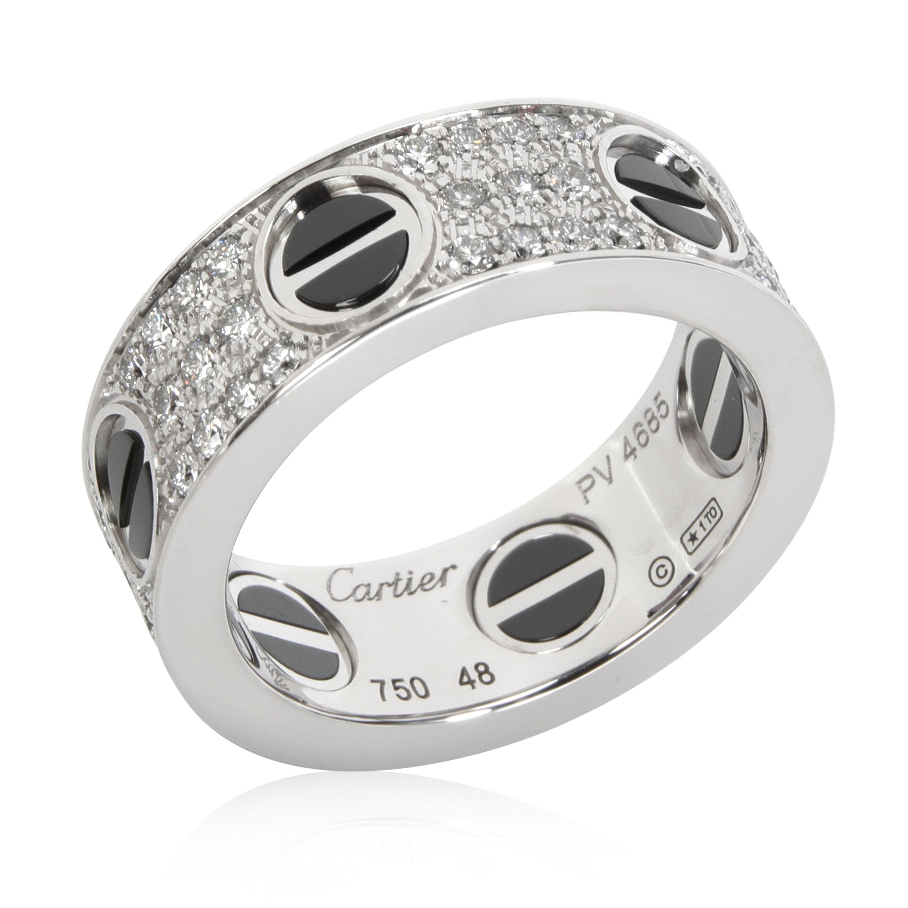 Women's Cartier Love Diamond Ring in 18kt White Gold/Ceramic 0.74 CTW