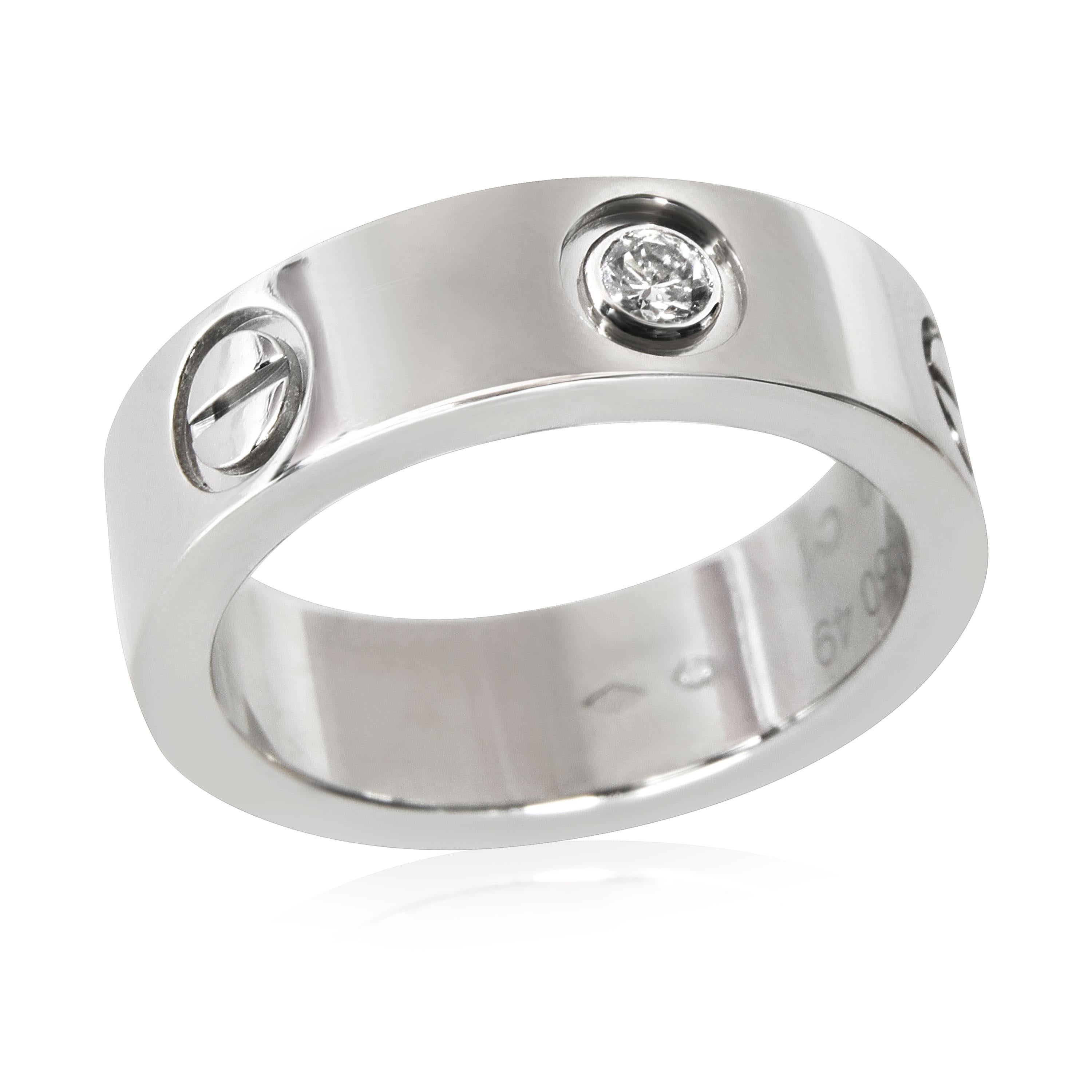 Women's or Men's Cartier Love Diamond Ring in Platinum 0.09 CTW For Sale