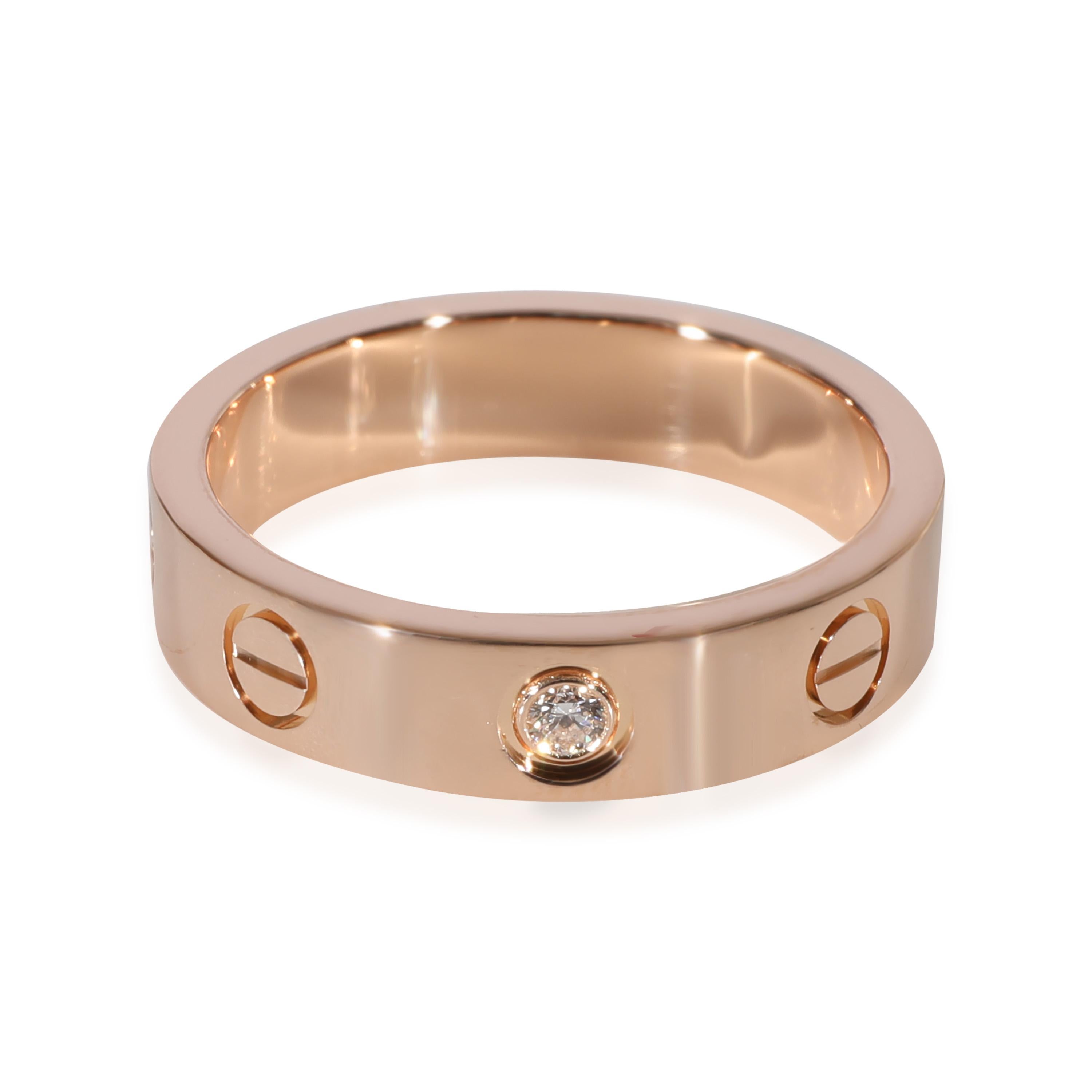 Cartier Love Diamond Wedding Band in 18k Rose Gold 0.02 CTW In Excellent Condition For Sale In New York, NY