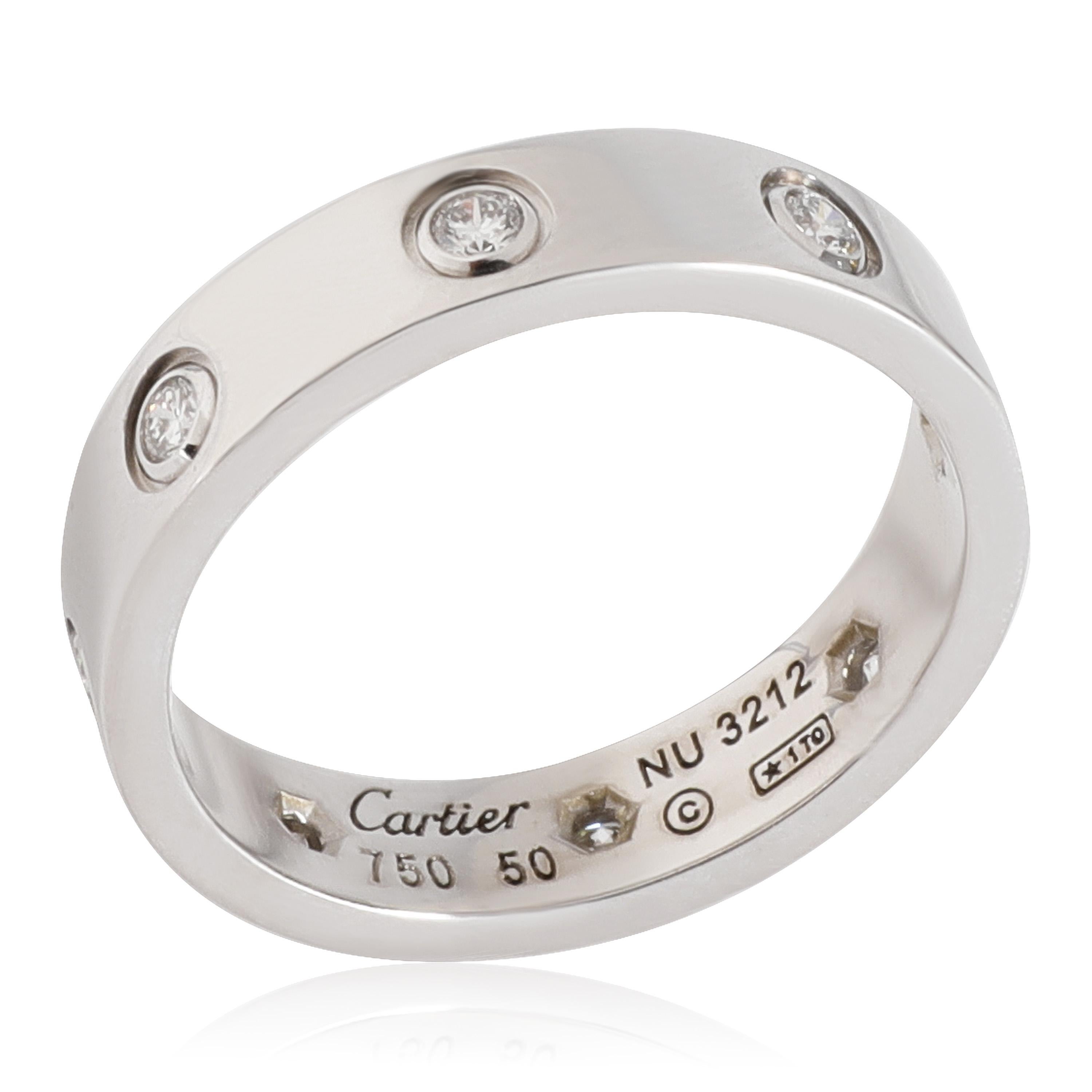 Cartier Love Diamond Wedding Band in 18k White Gold 0.19 CTW

PRIMARY DETAILS
SKU: 123192
Listing Title: Cartier Love Diamond Wedding Band in 18k White Gold 0.19 CTW
Condition Description: Retails for 4200 USD. In excellent condition. Ring size is