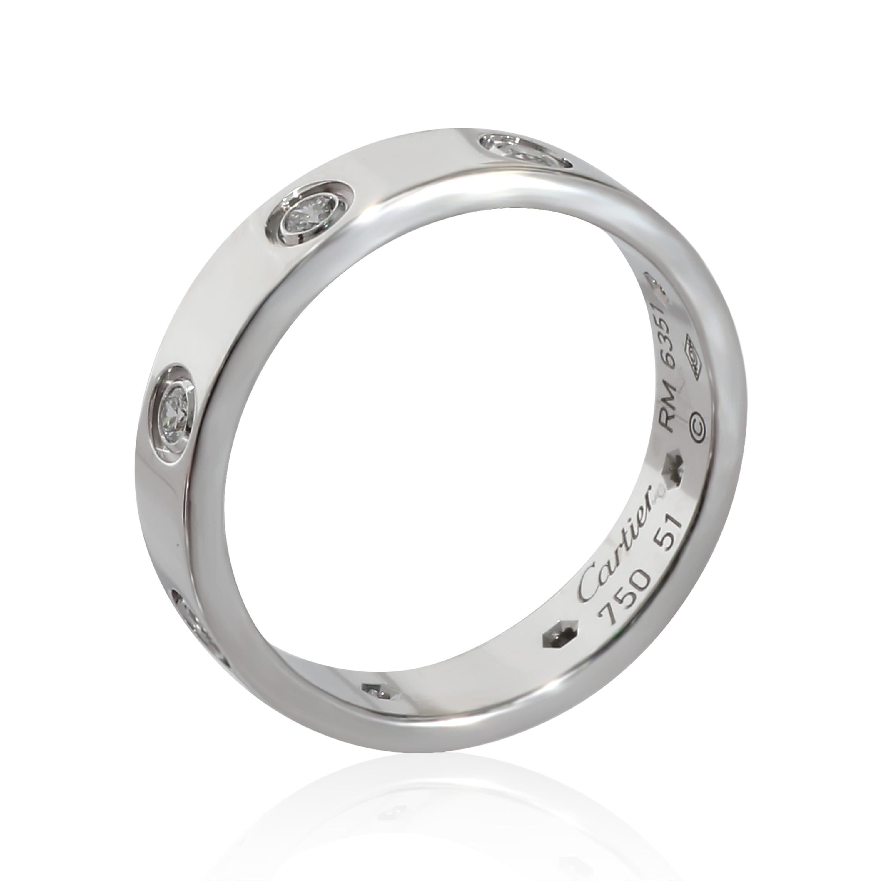 Cartier Love Diamond Wedding Band in 18KT White Gold 0.19 CTW In Excellent Condition For Sale In New York, NY