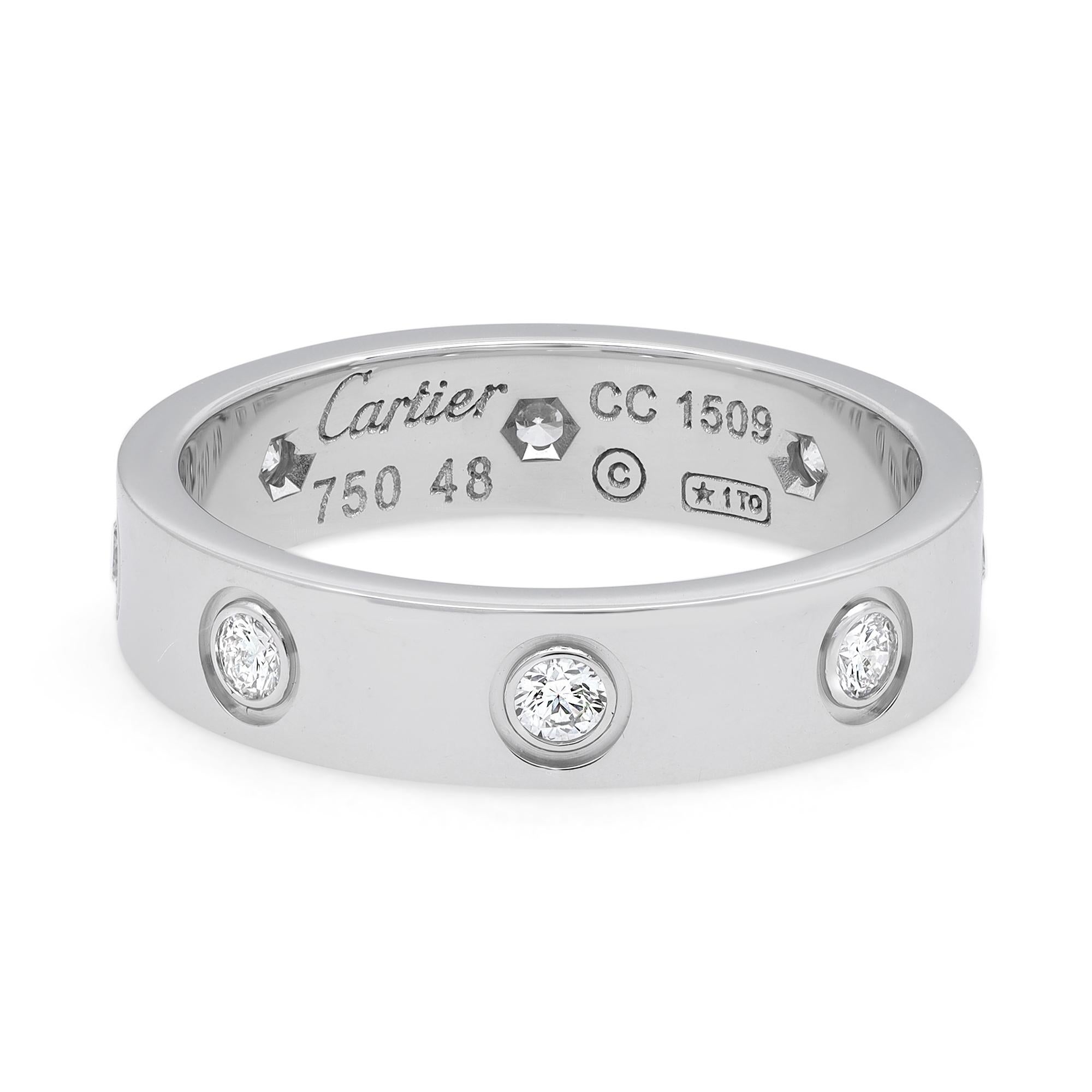 Alianza Cartier Love Diamante Oro Blanco 18K 0.19Cttw Corte redondo en venta