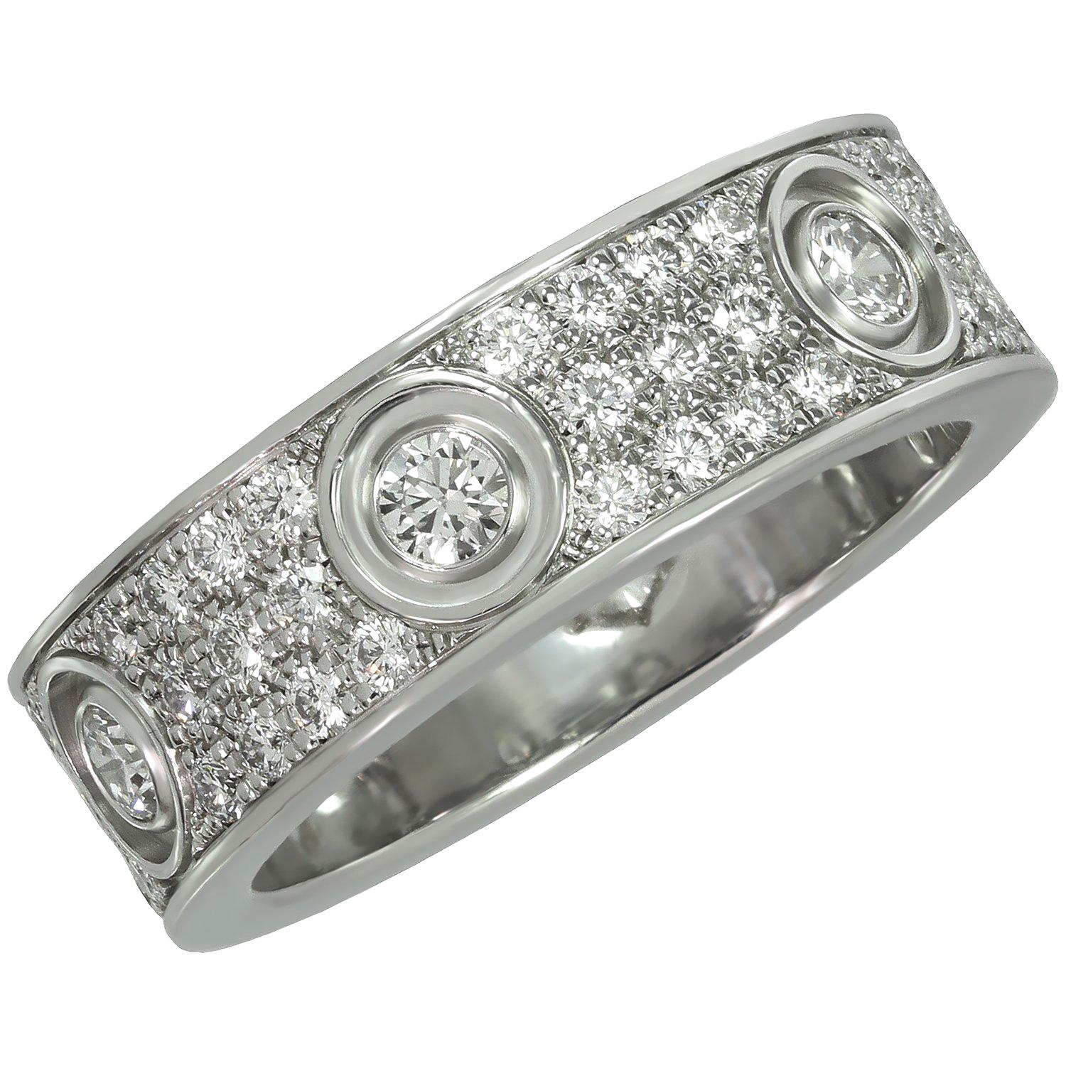 Cartier, bague Love en or blanc et diamants, avec boîte et papiers d'origine