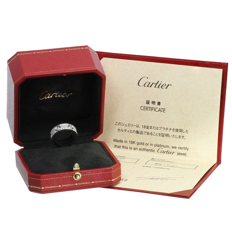 Cartier Love Diamond White Gold Ring Box Papers In Excellent Condition For Sale In New York, NY