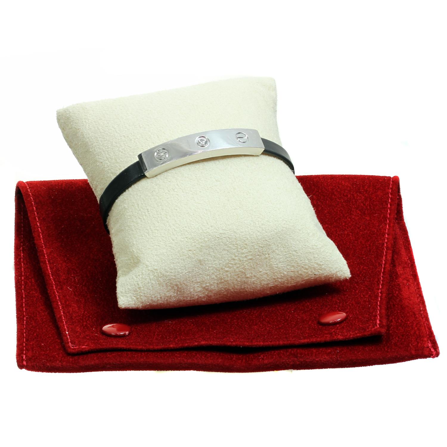 Cartier Love Diamant Weißgold Slide Bar Alligatorlederarmband mit Diamanten (Brillantschliff)