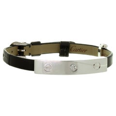 Cartier Love Diamant Weißgold Slide Bar Alligatorlederarmband mit Diamanten
