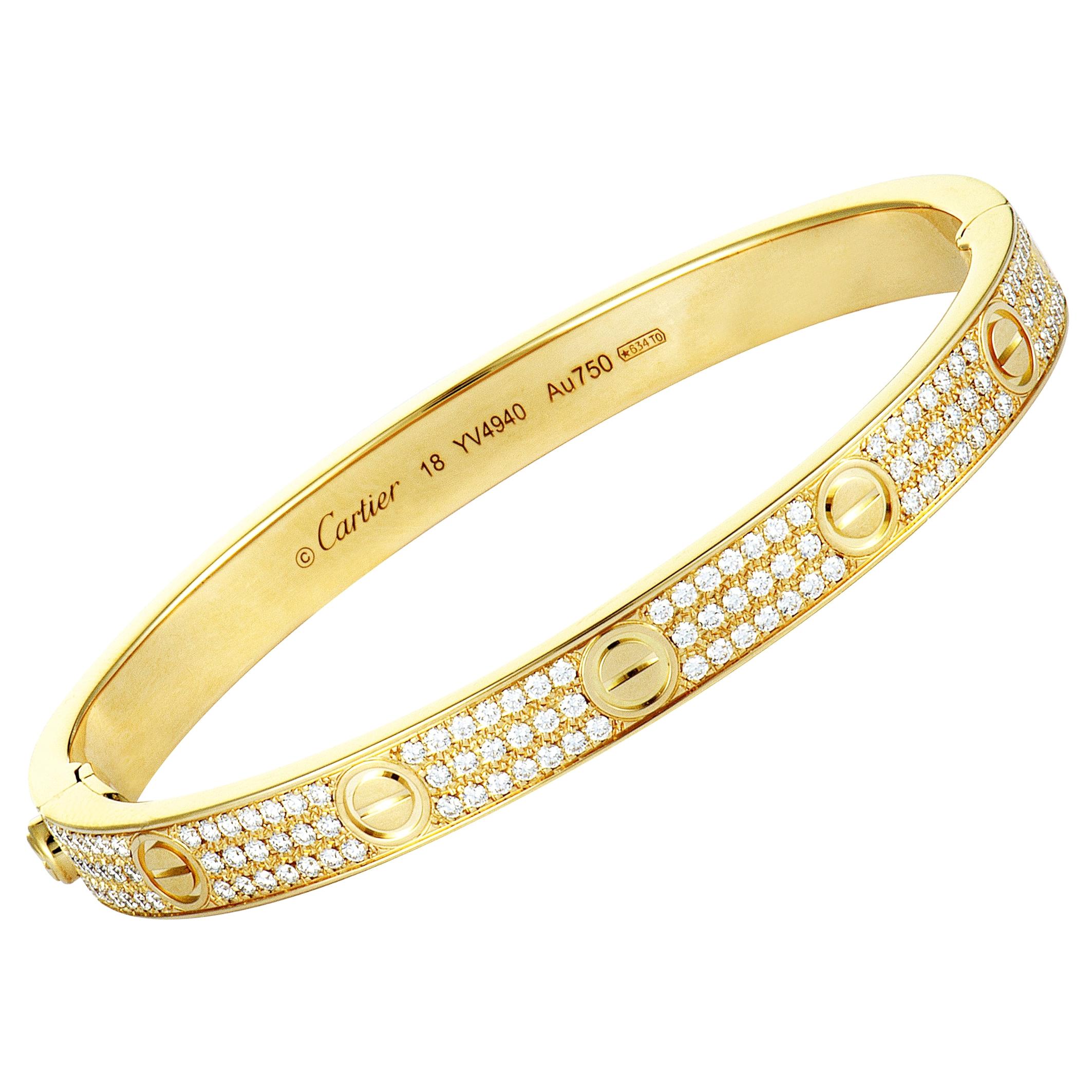 Cartier Love Diamond Yellow Gold Bangle Bracelet