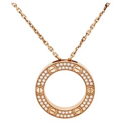 Cartier Love Diamonds 18k Rose Gold Pendant Necklace