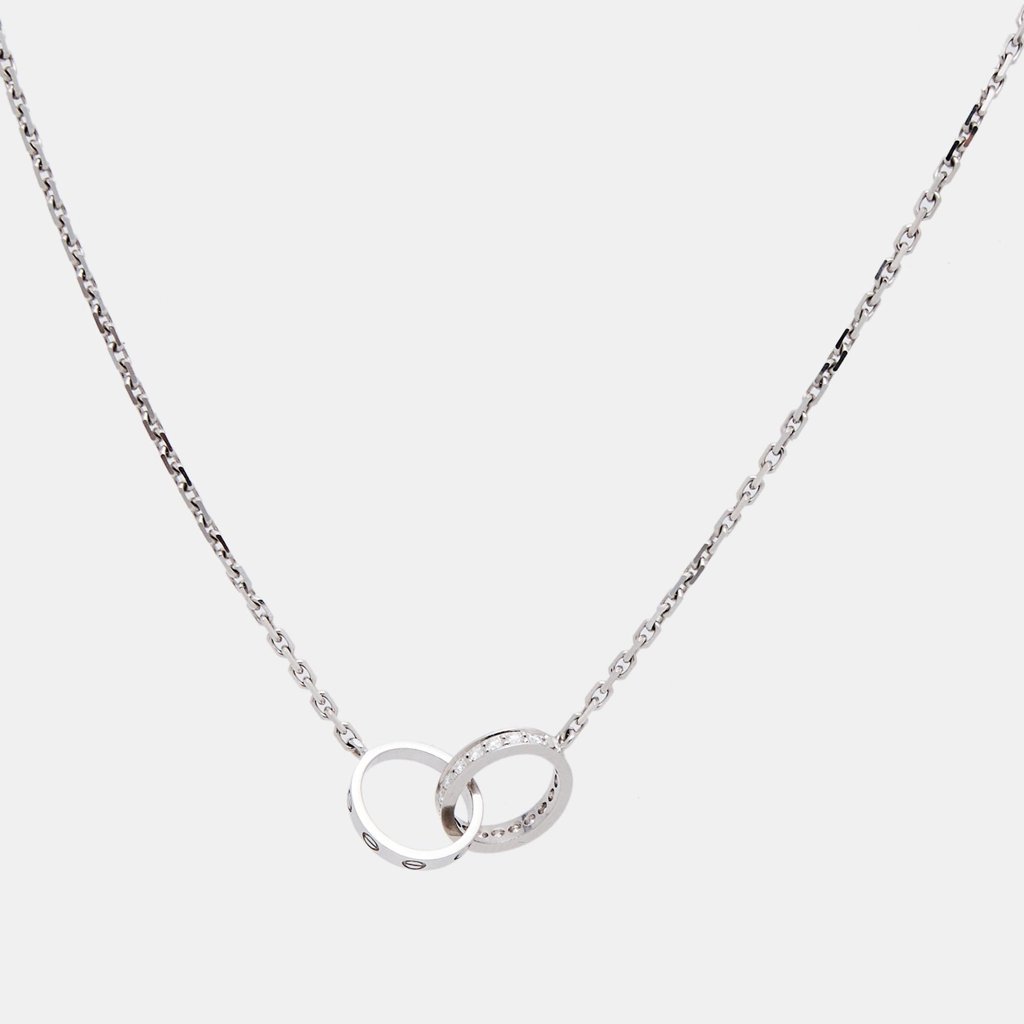Cartier Love Diamonds 18k White Gold Necklace For Sale 1