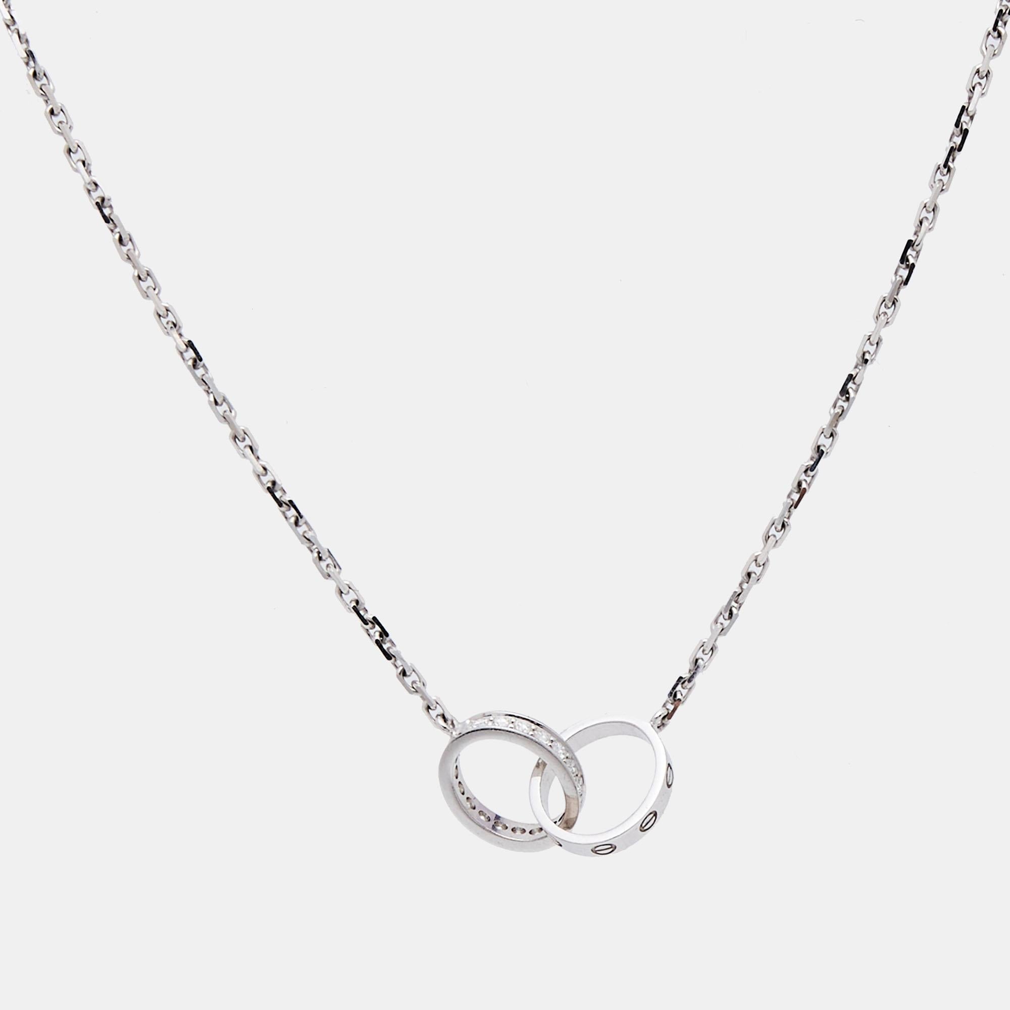 Women's Cartier Love Diamonds 18k White Gold Necklace