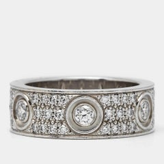 Cartier Love Diamonds 18k White Gold Ring Size 49