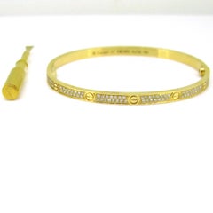 Cartier Love Diamonds Yellow Gold Paved Bangle, Small Size