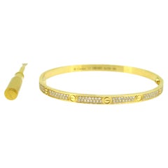 Cartier Love Diamonds Yellow Gold Paved Bangle, Small Size