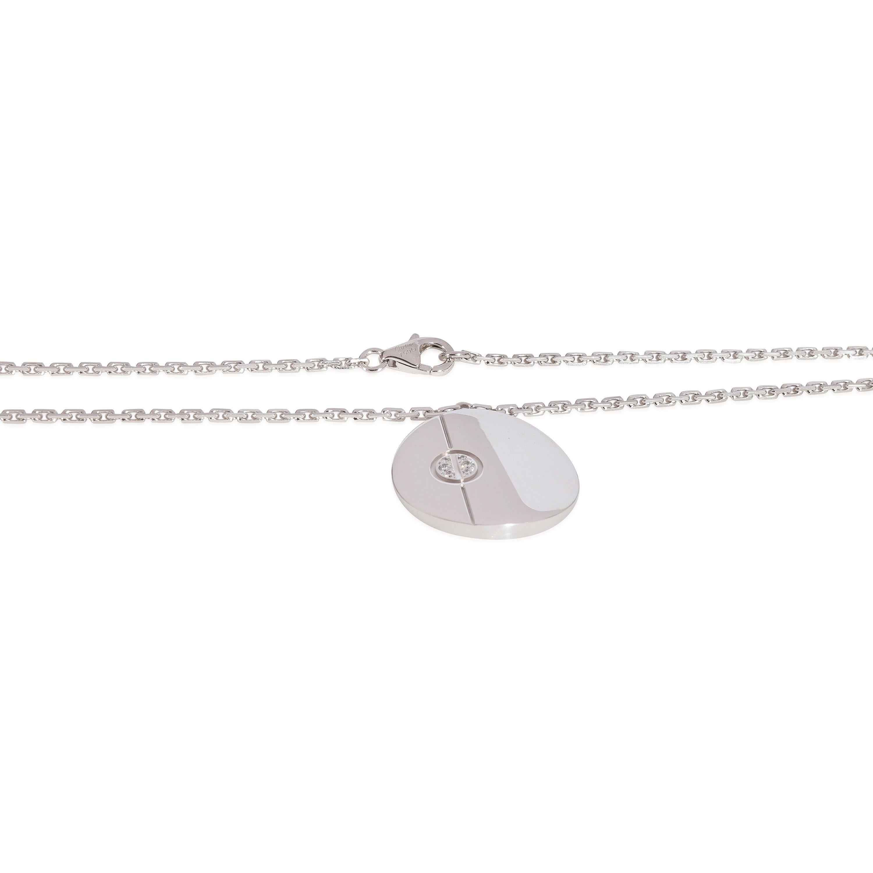 Cartier Love Disc Diamond Pendant in 18k White Gold 0.03 CTW

PRIMARY DETAILS
SKU: 123310
Listing Title: Cartier Love Disc Diamond Pendant in 18k White Gold 0.03 CTW
Condition Description: Retails for 4400 USD. In excellent condition and recently