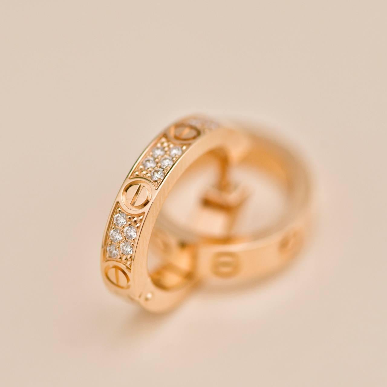 Orecchini Cartier Love a doppio cerchio con diamante in oro rosa 18 carati in vendita 5