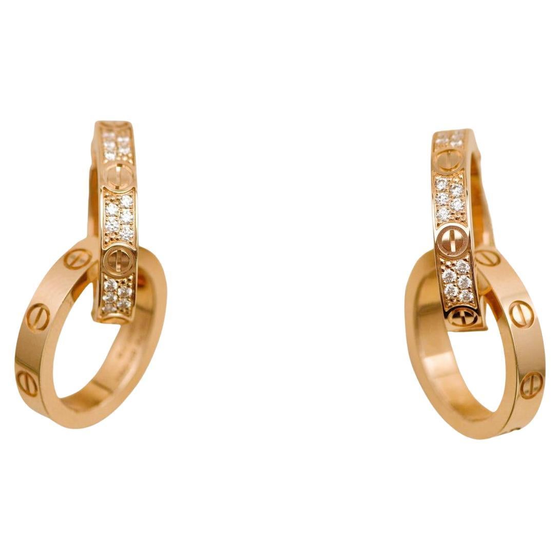 Orecchini Cartier Love a doppio cerchio con diamante in oro rosa 18 carati