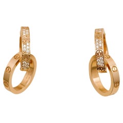 Orecchini Cartier Love a doppio cerchio con diamante in oro rosa 18 carati