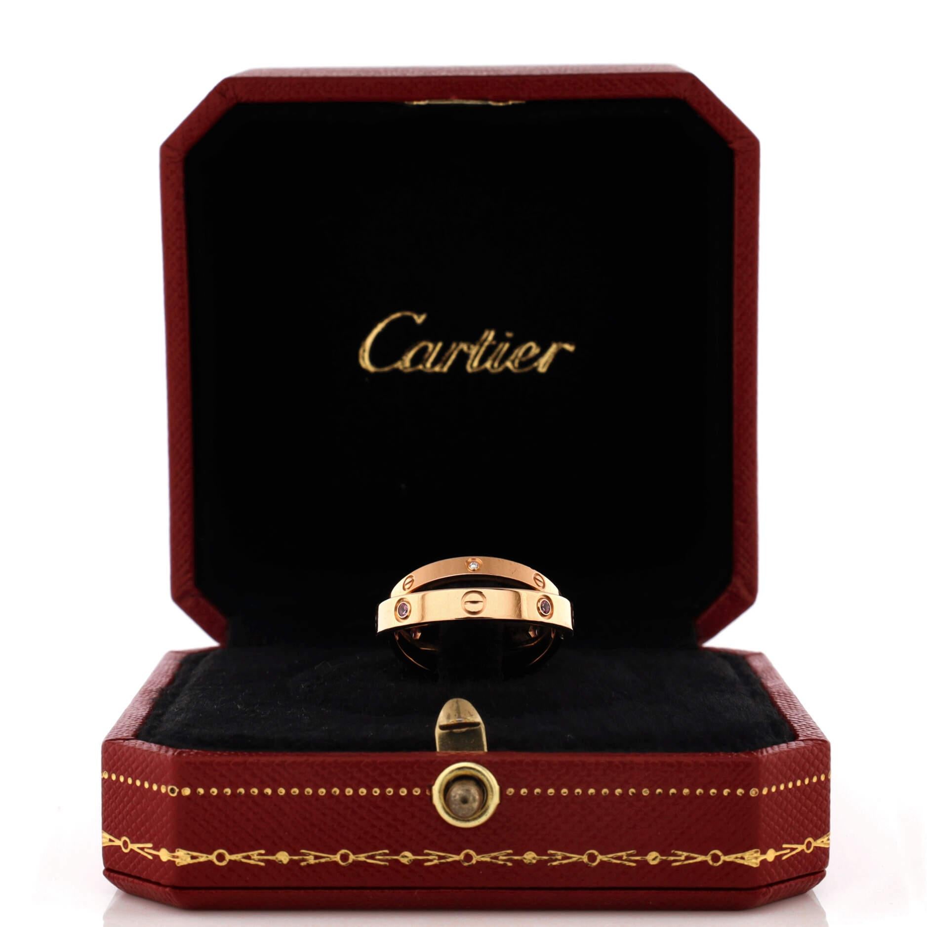 Condition: Very good. Moderate wear throughout.
Accessories: No Accessories
Measurements: Size: 6.75 - 54, Width: 7.60 mm
Designer: Cartier
Model: Love Double Ring 18K Rose Gold with Pink Sapphires and Diamonds
Exterior Color: Rose Gold
Item Number: