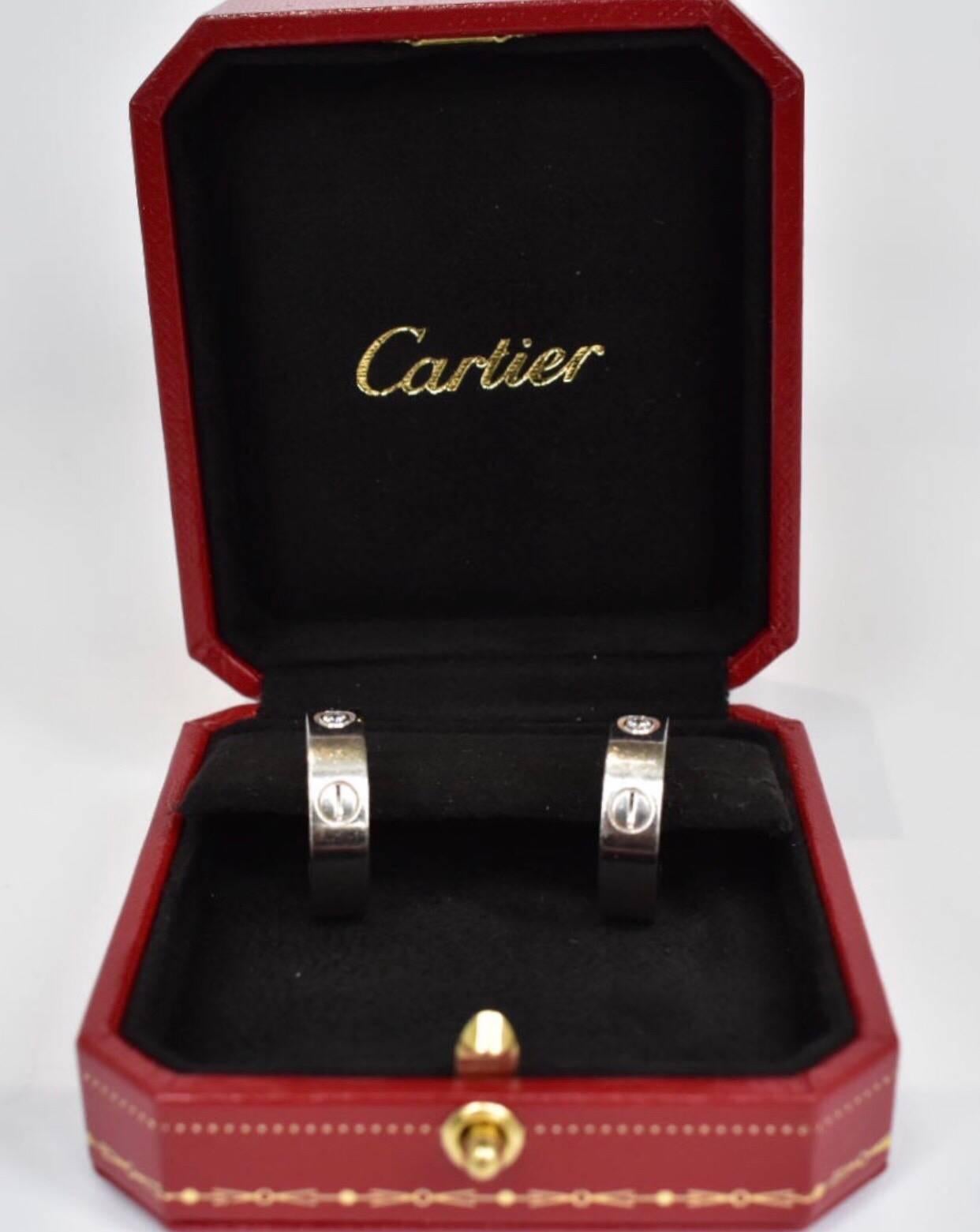 Round Cut Cartier Love Earrings 18 Karat For Sale