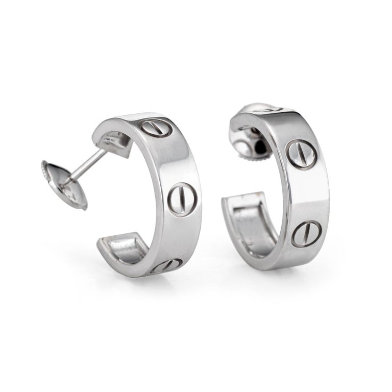 Cartier Love Earrings 18 Karat White Gold Circa 1997 Estate Fine Jewelry Signed At 1stdibs Love Earrings White Gold