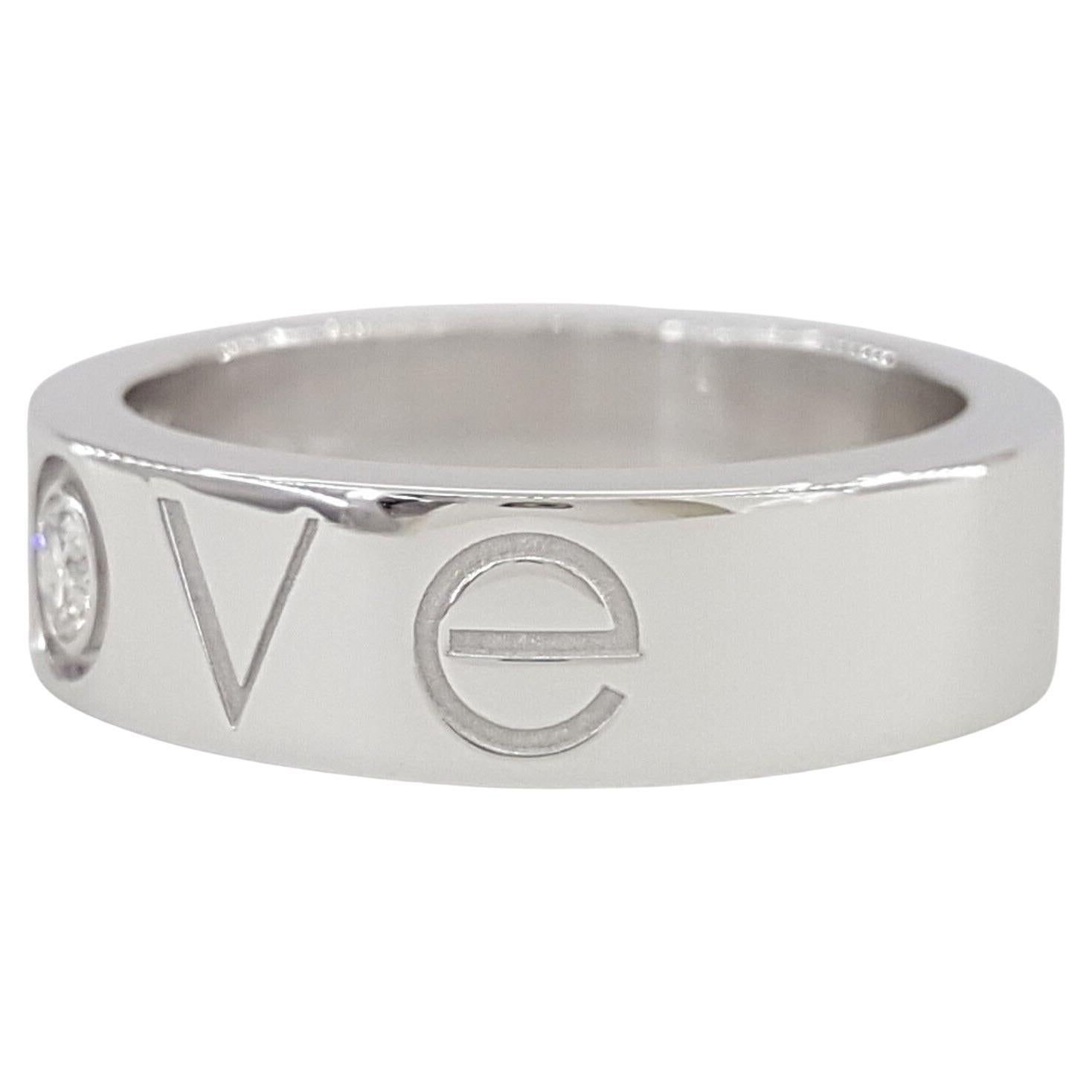 Round Cut Cartier Love Engraved Diamond Wedding Band Ring For Sale