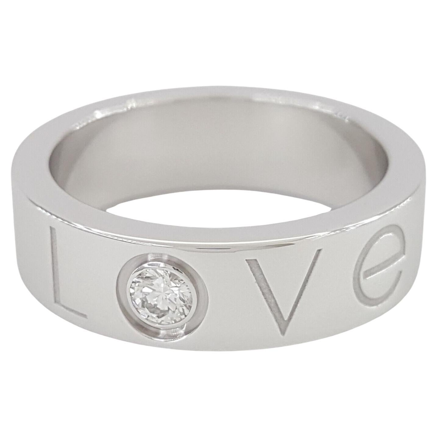 Round Cut Cartier Love Engraved Diamond Wedding Band Ring For Sale