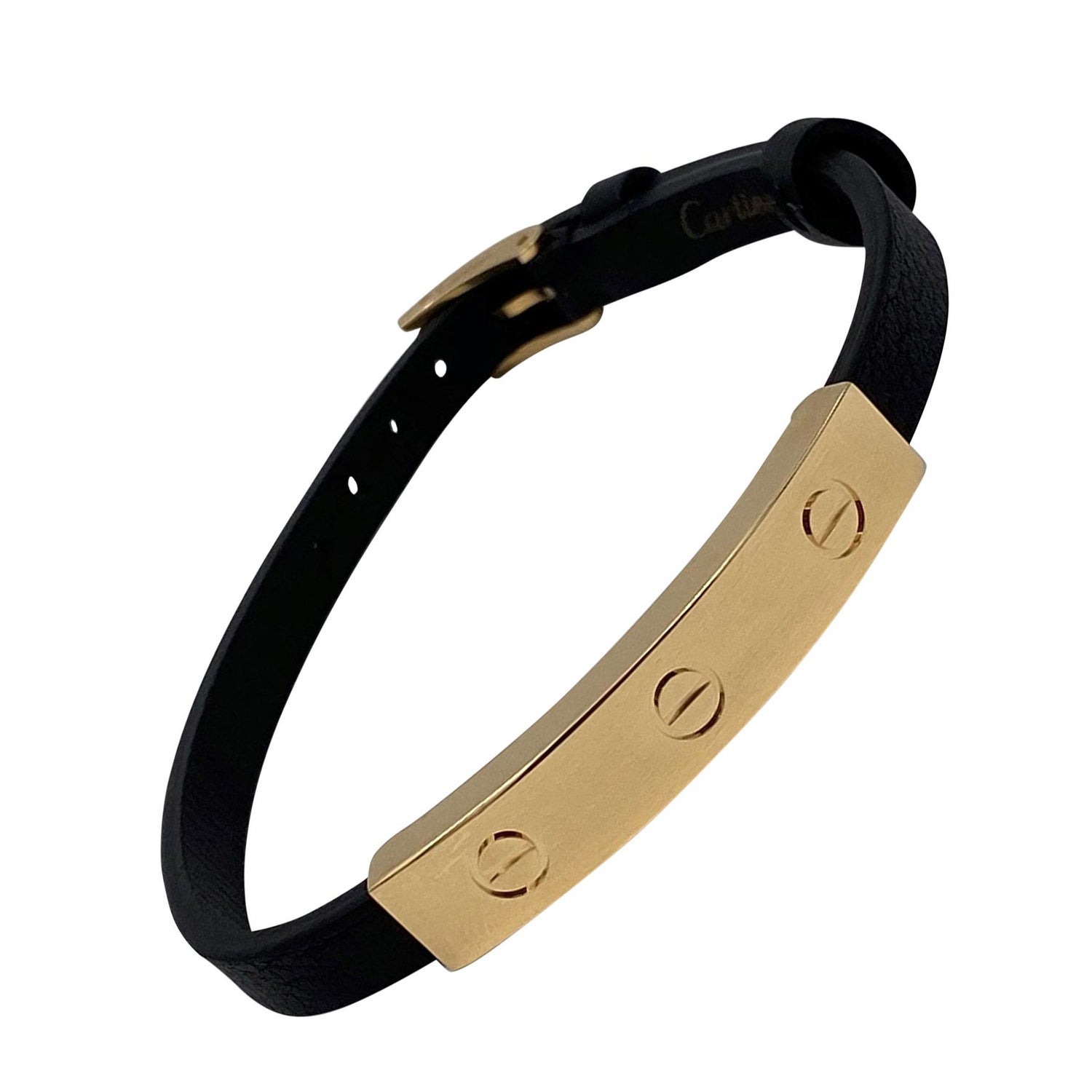 Cartier ''Love'' Gold Slide Bar Black Leather Strap Bracelet at 1stDibs | cartier  leather love bracelet, cartier love leather bracelet, cartier love bracelet  leather